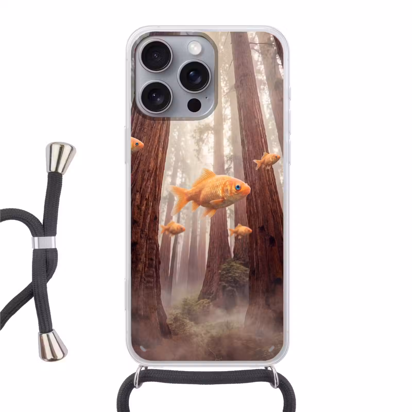 Handyhülle mit Band - Fisch – Wald – Fantasie - Vis - Bos - Fantasie Hoesje iPhone 16 Pro Max met koord klein