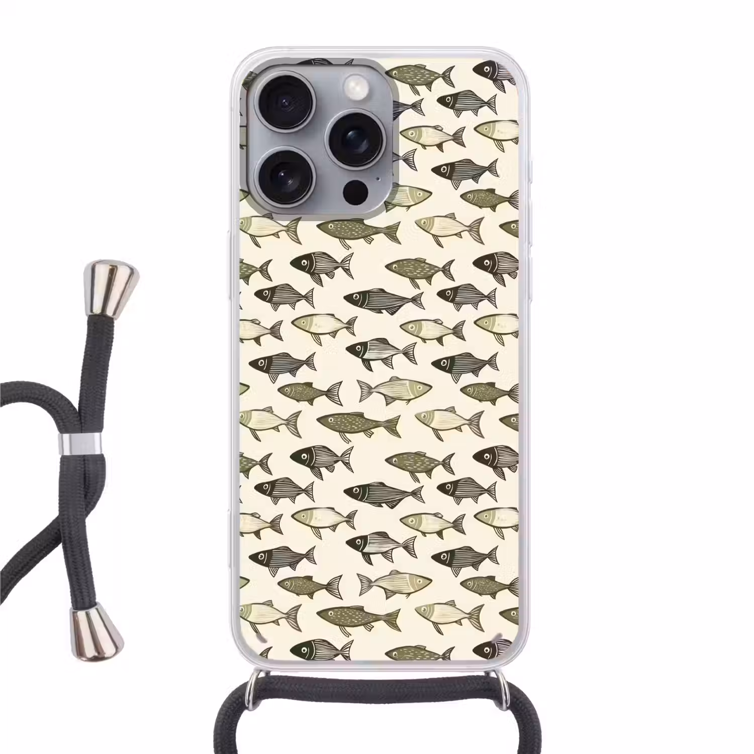 Vissen - Klassiek - Groen Hoesje iPhone 16 Pro Max met koord klein 804 -3d