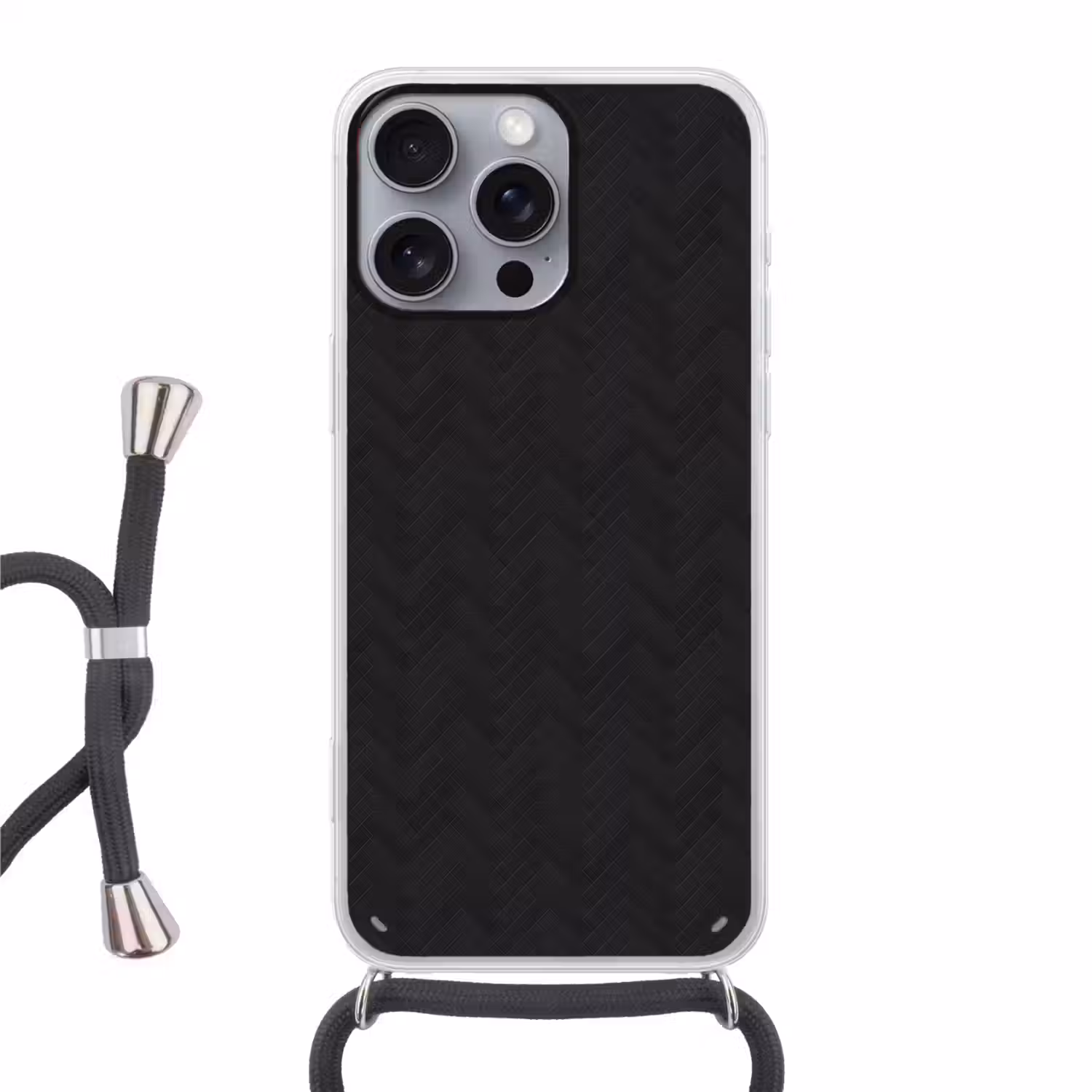 Visgraat - Wandtegel - Mat - Zwart Hoesje iPhone 16 Pro Max met koord klein 804 -3d