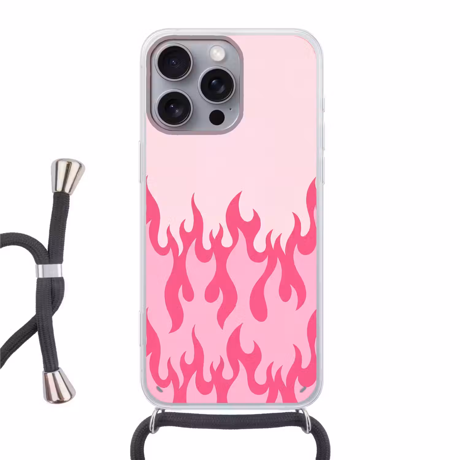 Vlammen - Patroon - Abstract - Modern - Roze Hoesje iPhone 16 Pro Max met koord klein -3d