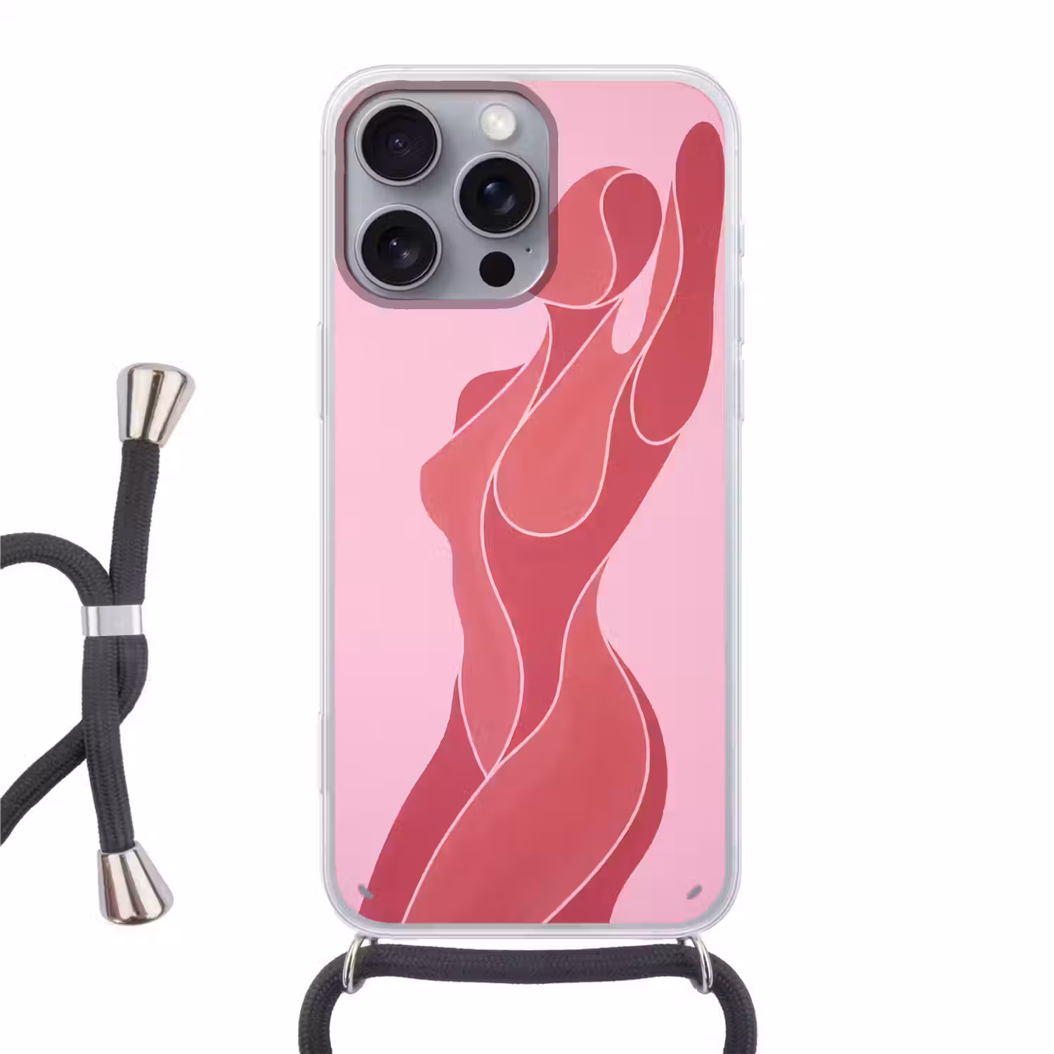 Vrouw - Lichaam - Abstract - Roze Hoesje iPhone 16 Pro Max met koord klein -3d
