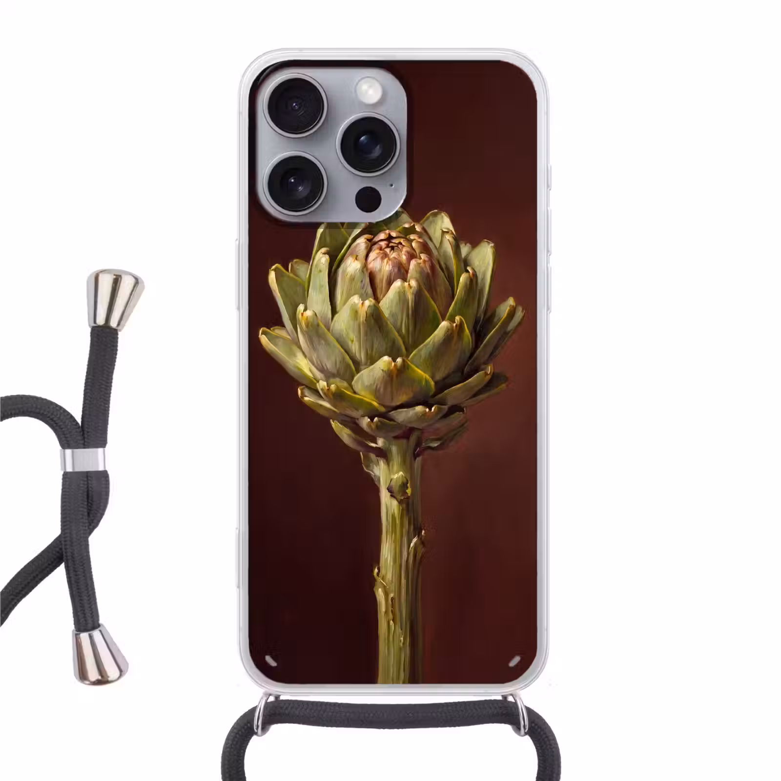 Handyhülle mit Band - Gemüse – Artischocke – Grün - Groente - Artisjok - Groen Hoesje iPhone 16 Pro Max met koord klein