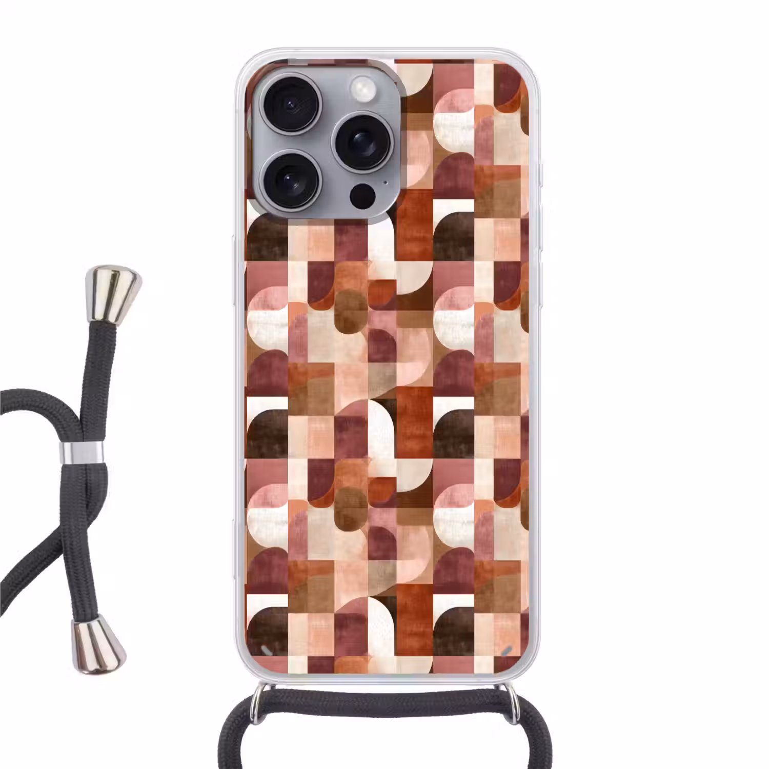 Geometrie - Modern - Retro Hoesje iPhone 16 Pro Max met koord klein 804 -3d