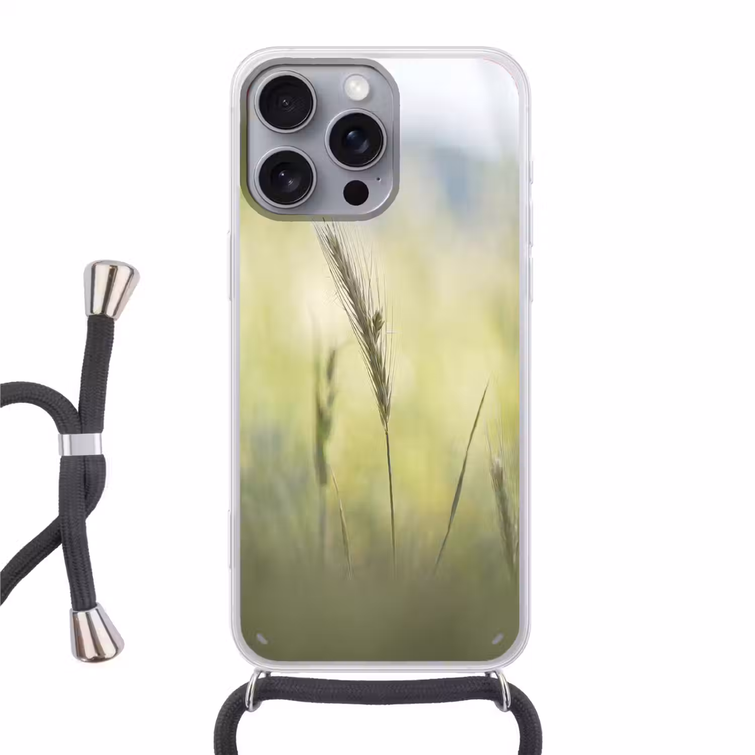 Graan - Aar - Natuur - Groen - Detail Hoesje iPhone 16 Pro Max met koord klein -3d