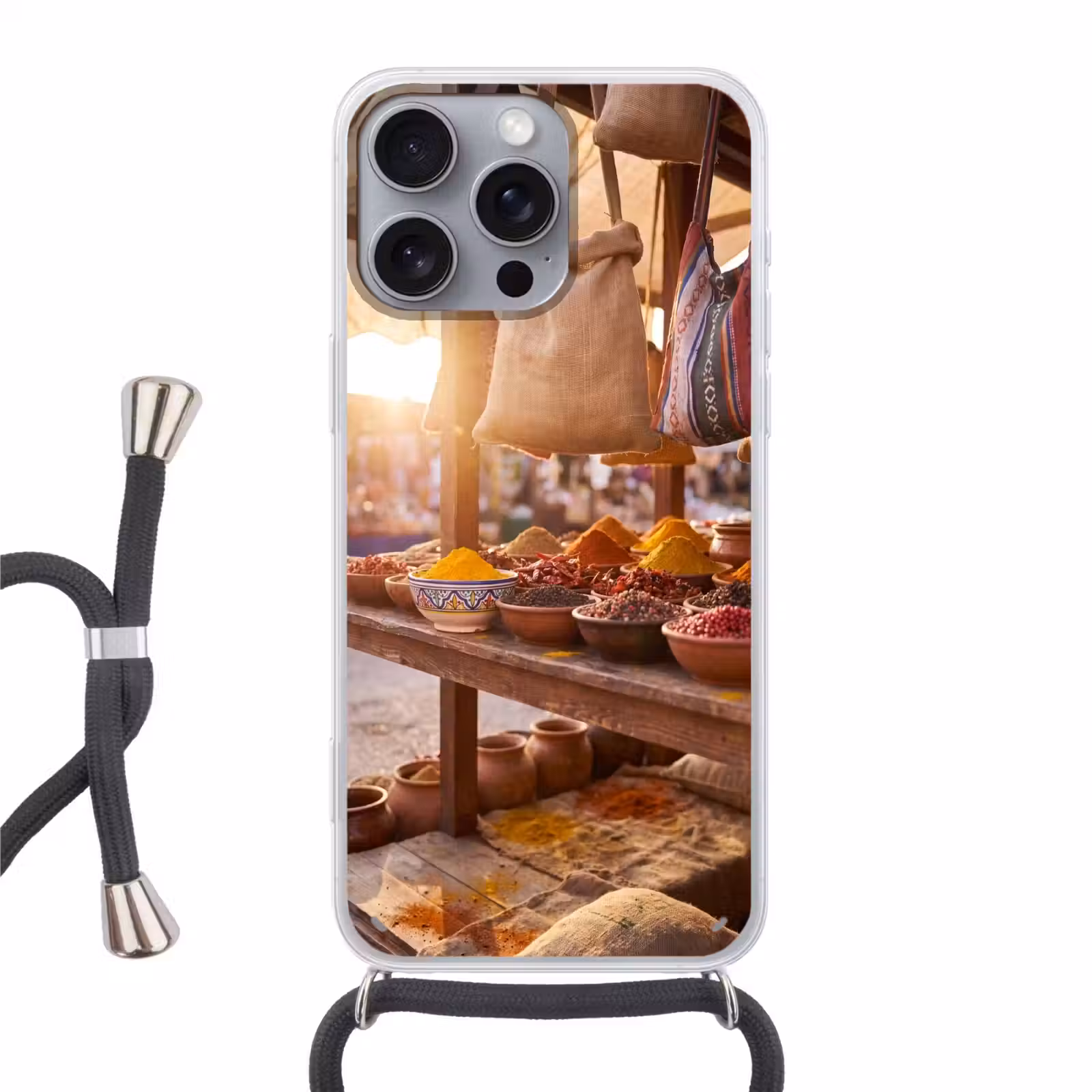 Handyhülle mit Band - Gewürze – Markt – Bunt - Specerijen - Markt - Kleurrijk Hoesje iPhone 16 Pro Max met koord klein