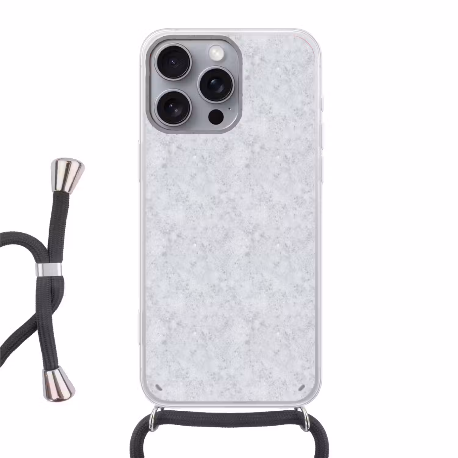 Grijs - Terrazzo-effect - Beton Hoesje iPhone 16 Pro Max met koord klein 804 -3d