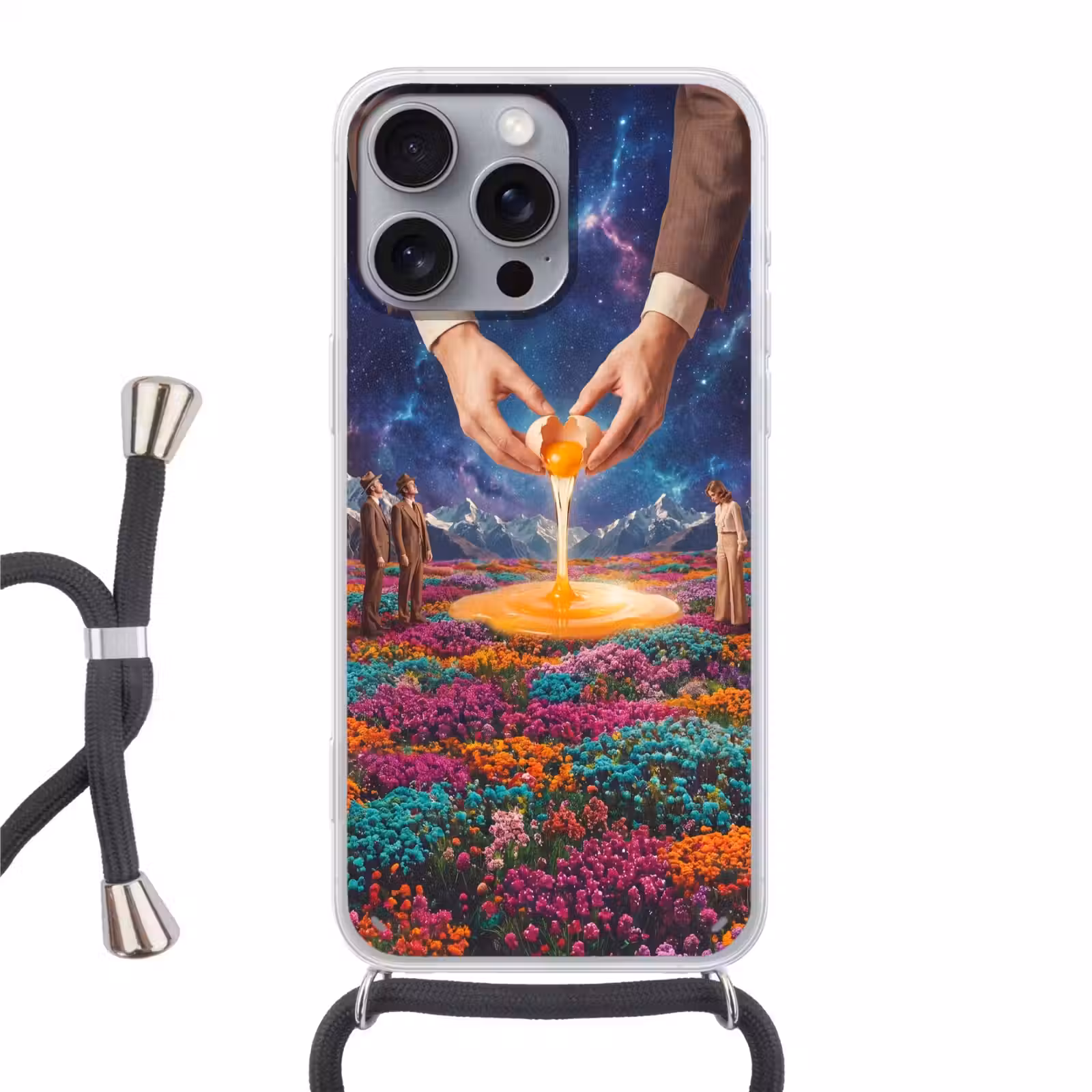 Handyhülle mit Band - Hände – Ei – Surrealismus - Handen - Ei - Surrealisme Hoesje iPhone 16 Pro Max met koord klein