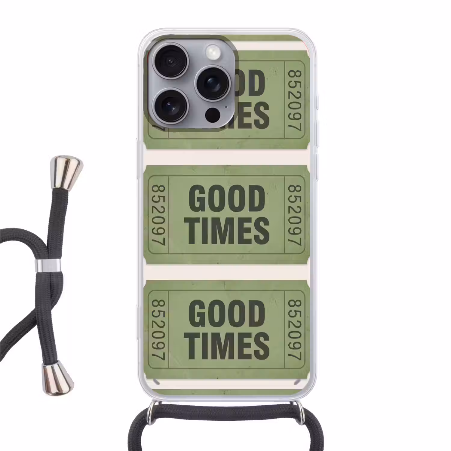 Kaartje - Vintage - Groen - Evenement - Collectie Hoesje iPhone 16 Pro Max met koord klein -3d