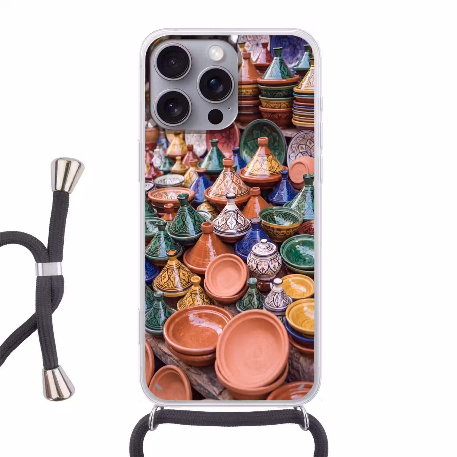 Handyhülle mit Band - Keramik – Bunt – Muster - Aardewerk - Kleurrijk - Patroon Hoesje iPhone 16 Pro Max met koord klein