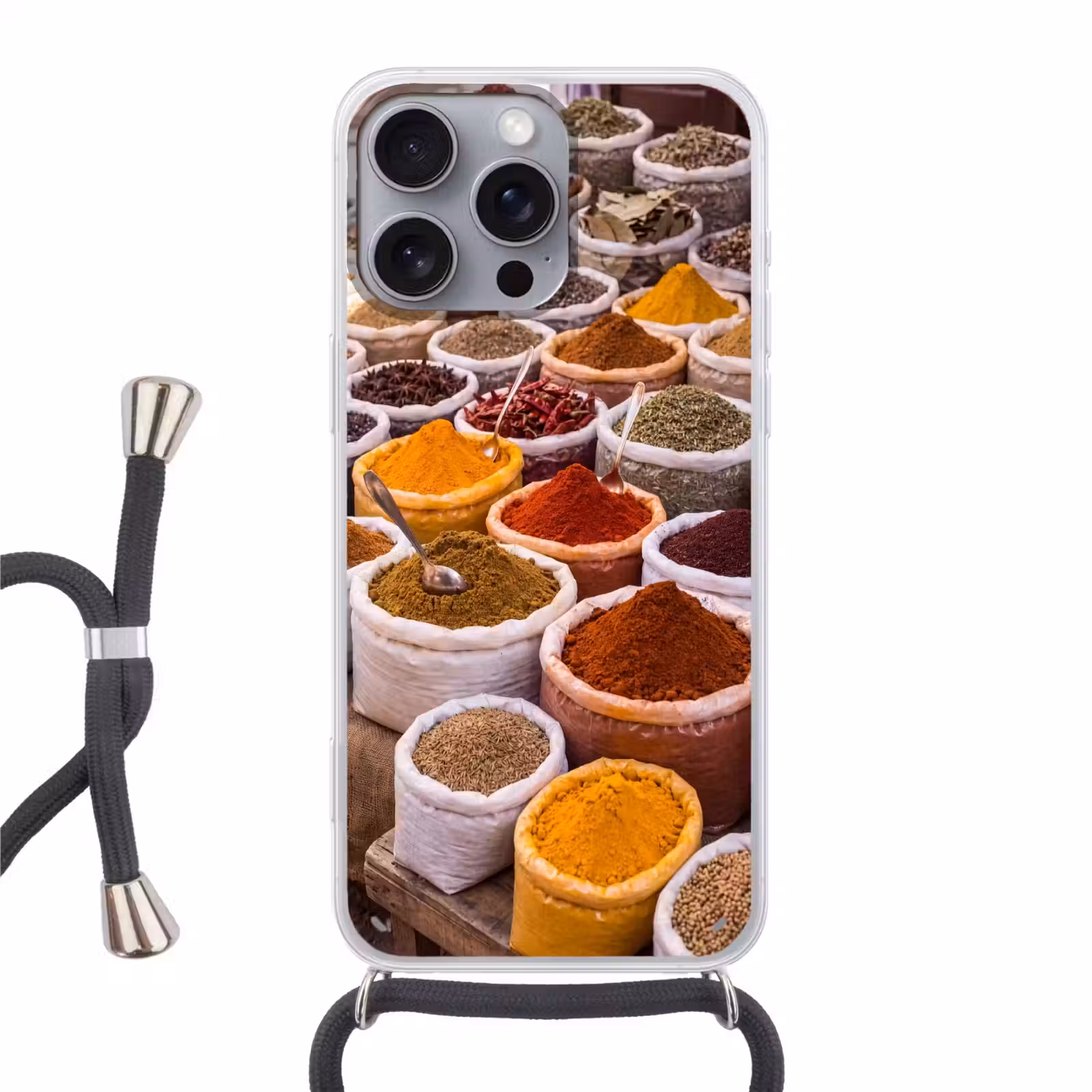 Handyhülle mit Band - Kräuter – Markt – Essen - Kruiden - Markt - Eten Hoesje iPhone 16 Pro Max met koord klein