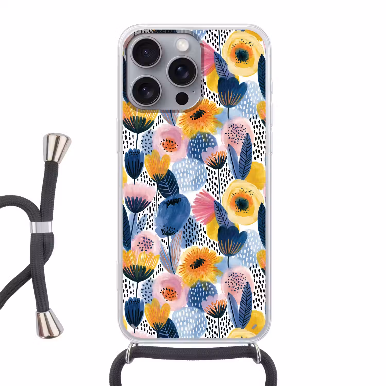 Creatief - Patroon - Kleurrijk Hoesje iPhone 16 Pro Max met koord klein 804 -3d