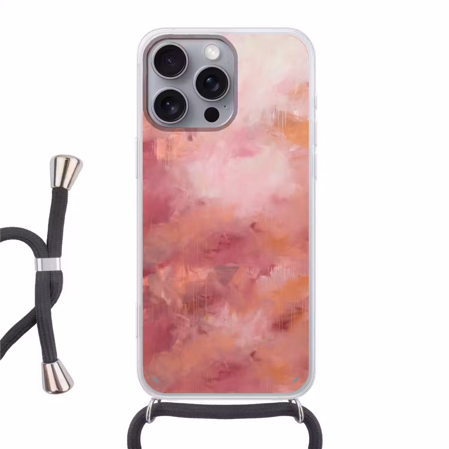 Kunst - Vloeiend - Pastel - Abstract Hoesje iPhone 16 Pro Max met koord klein -3d