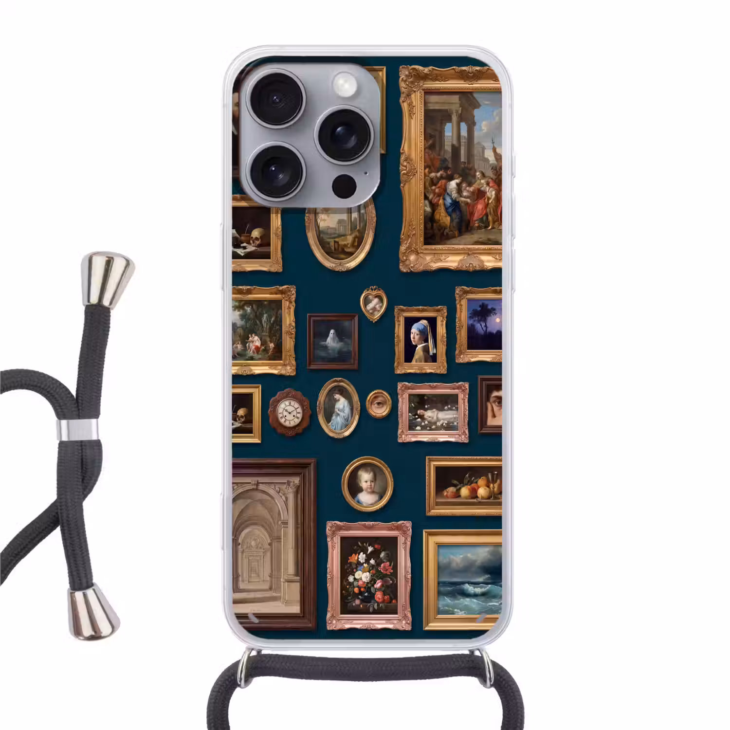 Kunst - Schilderijen - Decoratie - Klassiek - Groen Hoesje iPhone 16 Pro Max met koord klein -3d