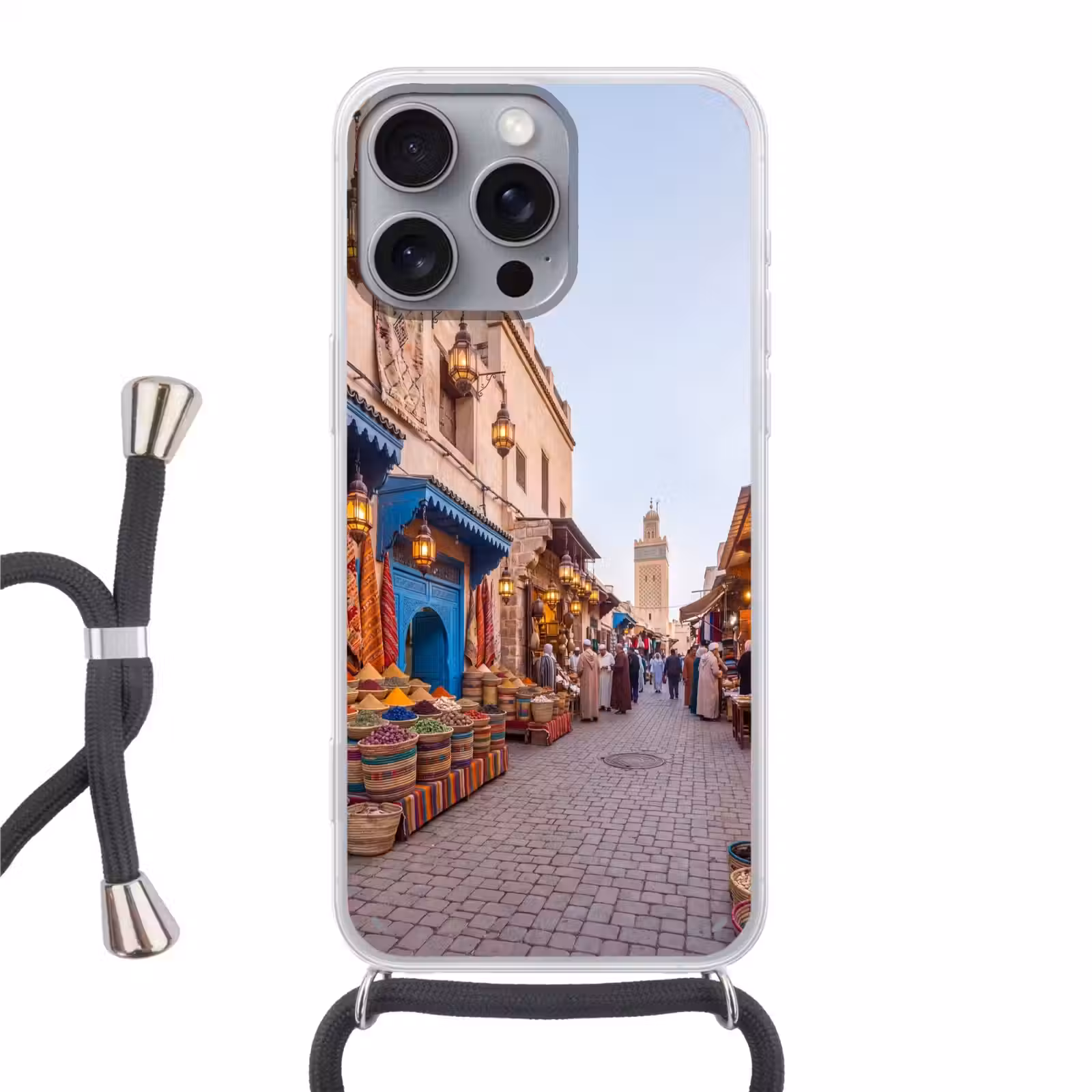 Handyhülle mit Band - Markt – Orientalisch – Farbenfroh - Markt - Oosters - Kleurrijk Hoesje iPhone 16 Pro Max met koord klein