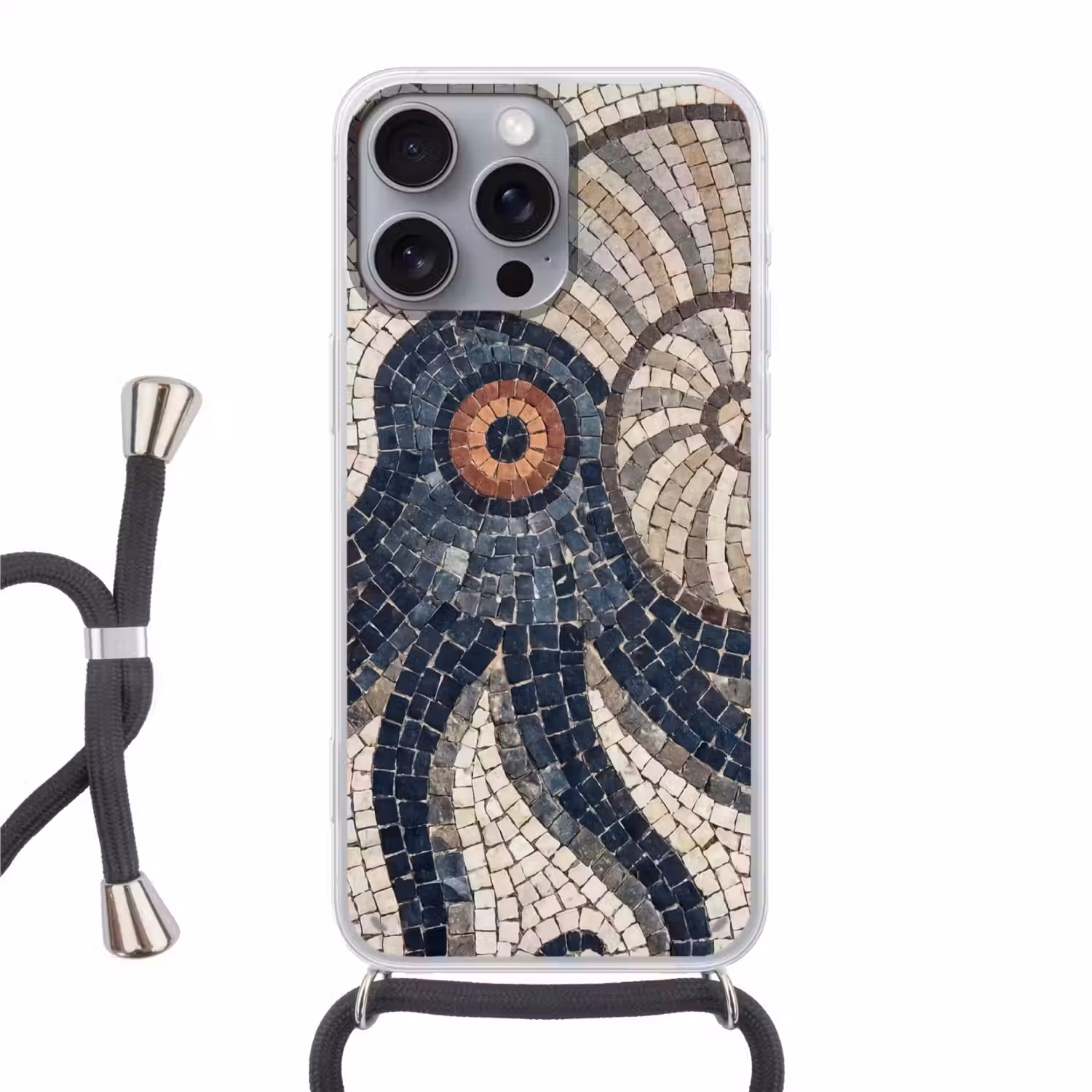 Zeeleven - Mozaïek - Kunst - Vintage - Beige Hoesje iPhone 16 Pro Max met koord klein -3d