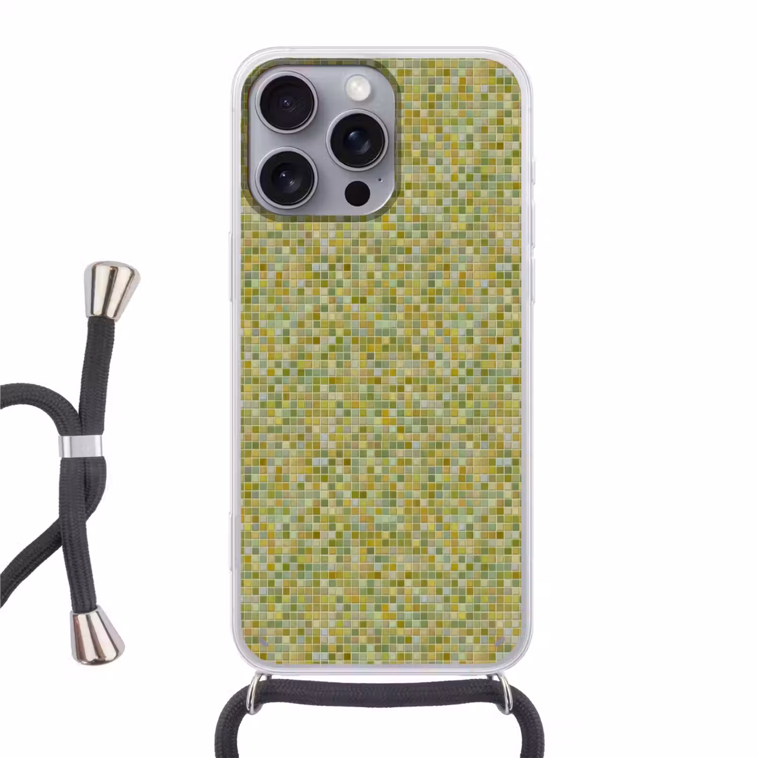 Mozaïek - Patroon - Groen Hoesje iPhone 16 Pro Max met koord klein 804 -3d