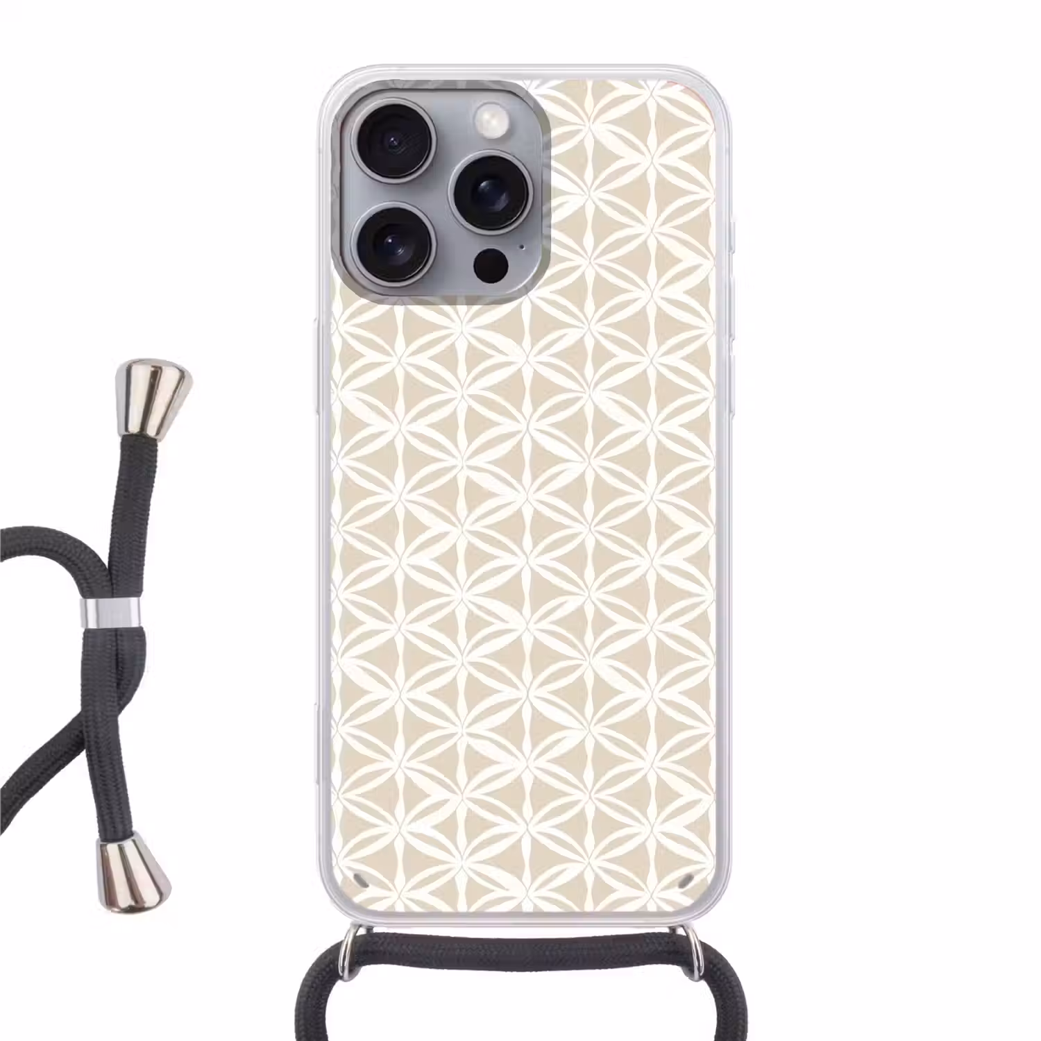 Motief - Modern - Beige Hoesje iPhone 16 Pro Max met koord klein 804 -3d