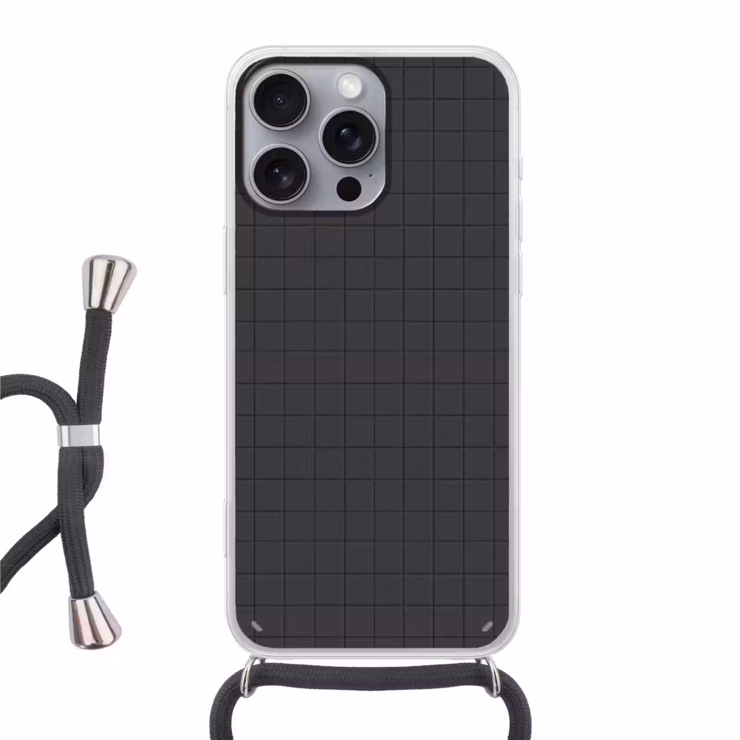 Patroon - Tegel - Antraciet Hoesje iPhone 16 Pro Max met koord klein 804 -3d