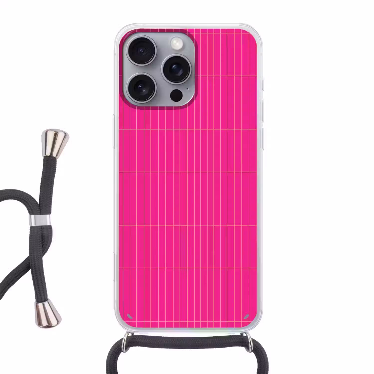 Patroon - Tegel - Magenta - Roze Hoesje iPhone 16 Pro Max met koord klein 804 -3d