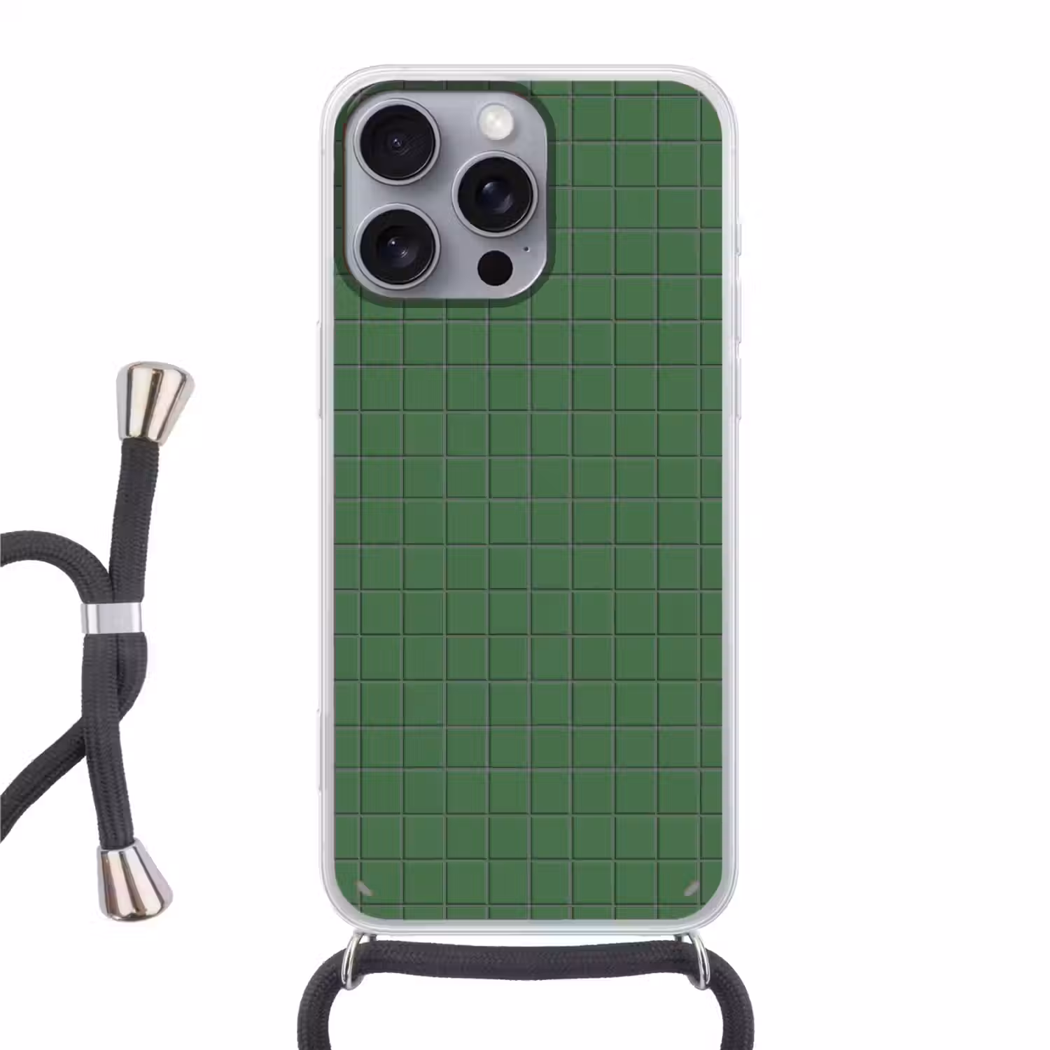 Patroon - Tegels - Groen Hoesje iPhone 16 Pro Max met koord klein 804 -3d