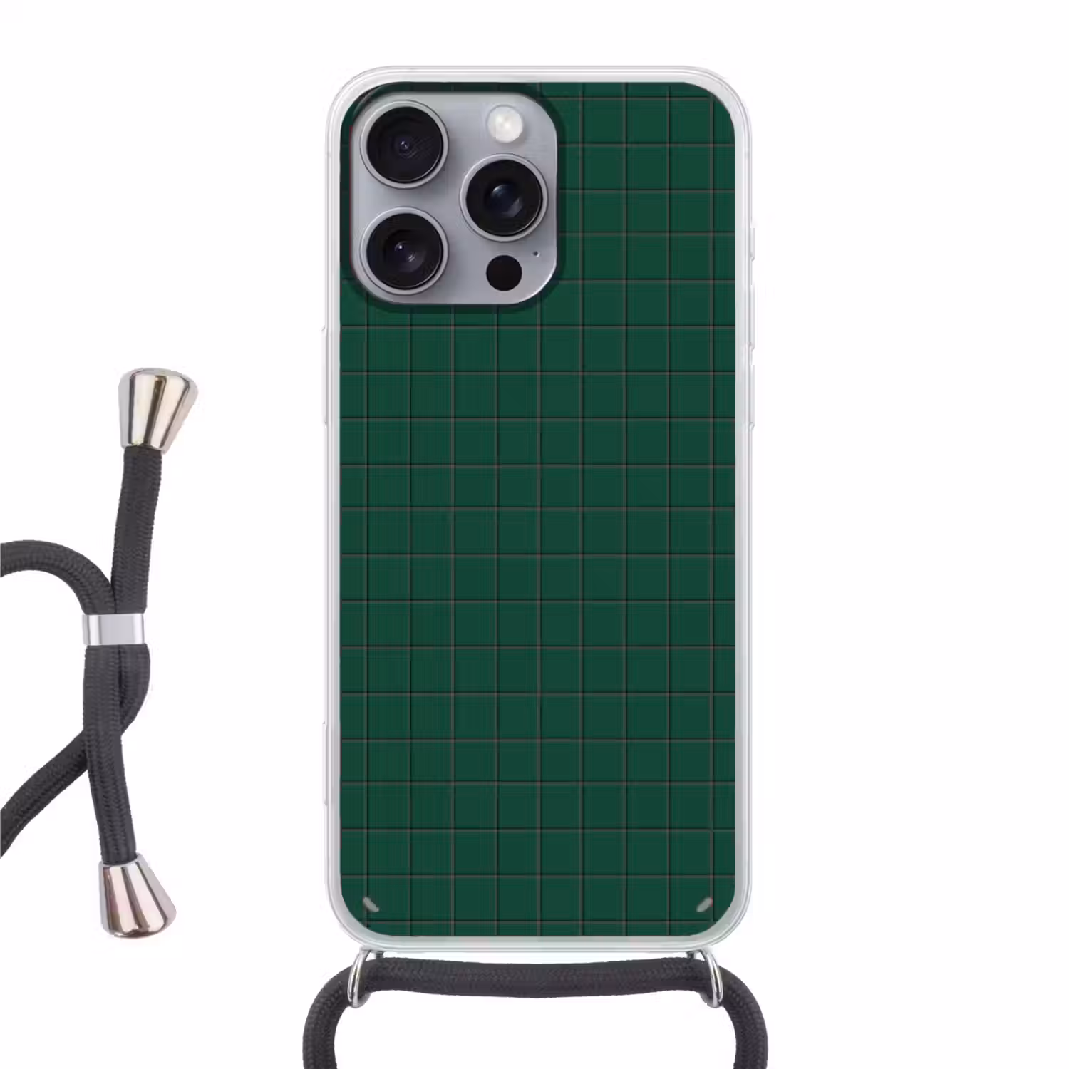 Patroon - Tegels - Dennen - Groen Hoesje iPhone 16 Pro Max met koord klein 804 -3d