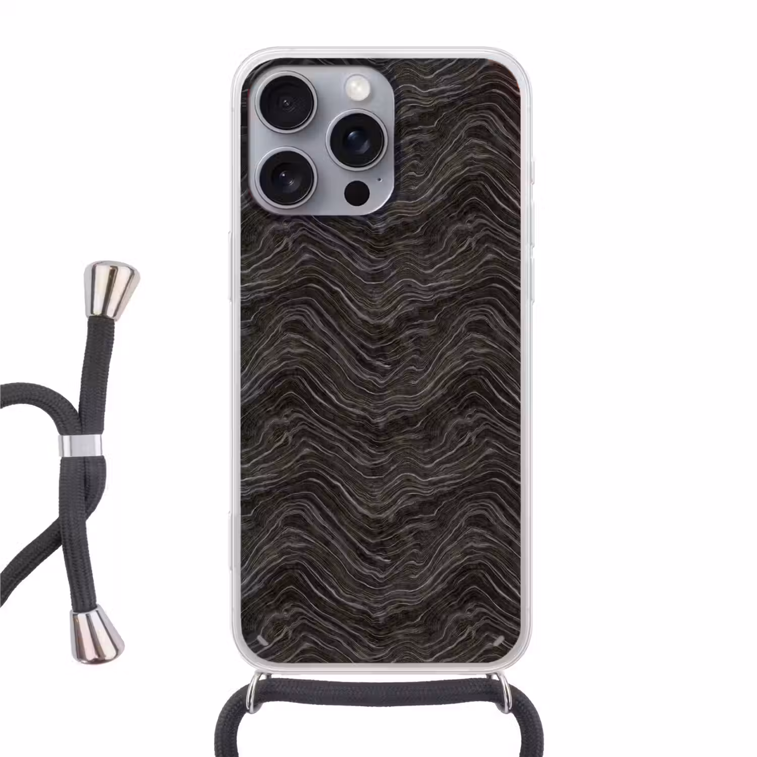 Patroon - Contrast - Antraciet Hoesje iPhone 16 Pro Max met koord klein 804 -3d