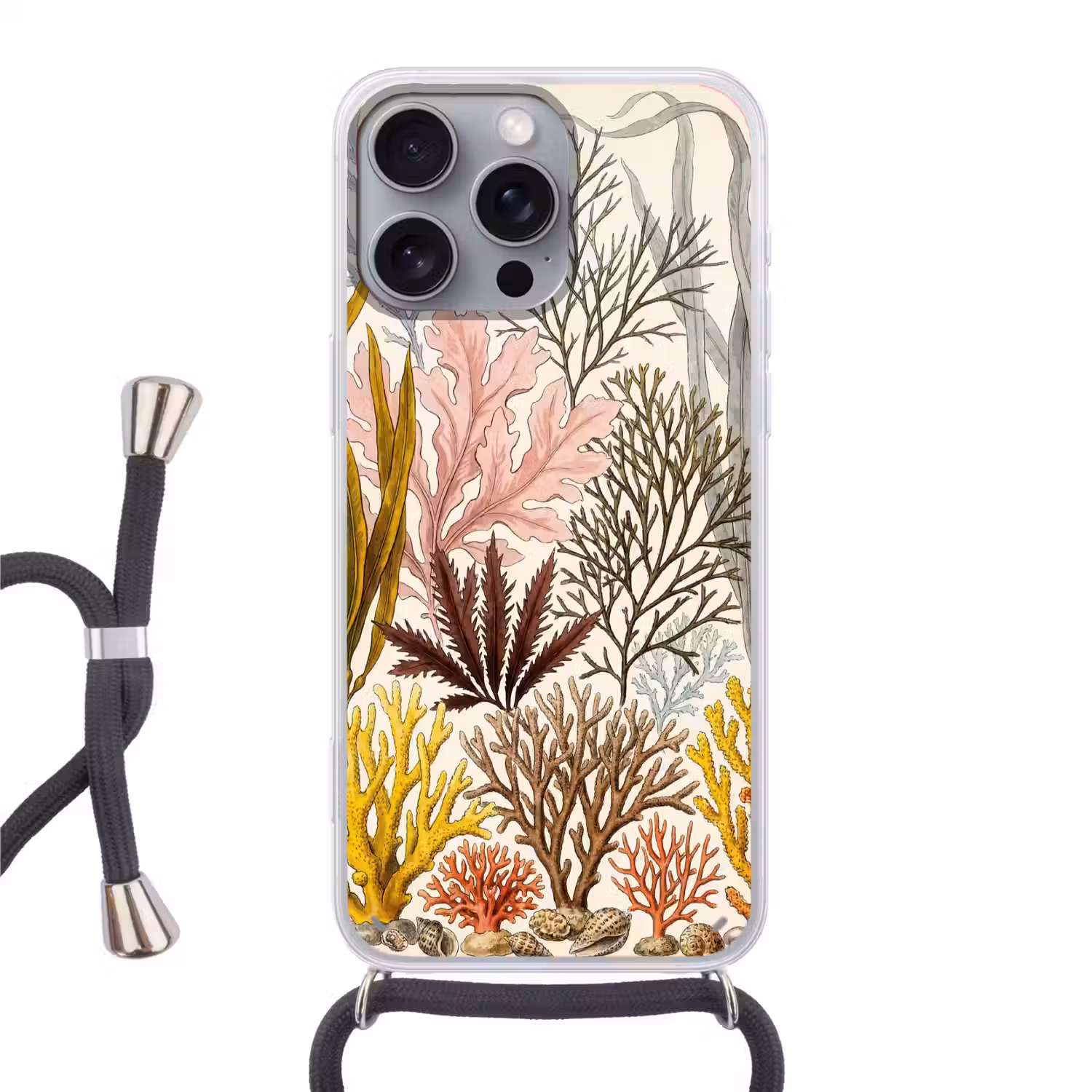 Natuur - Onderwater - Botanisch - Vintage - Kleurrijk Hoesje iPhone 16 Pro Max met koord klein -3d