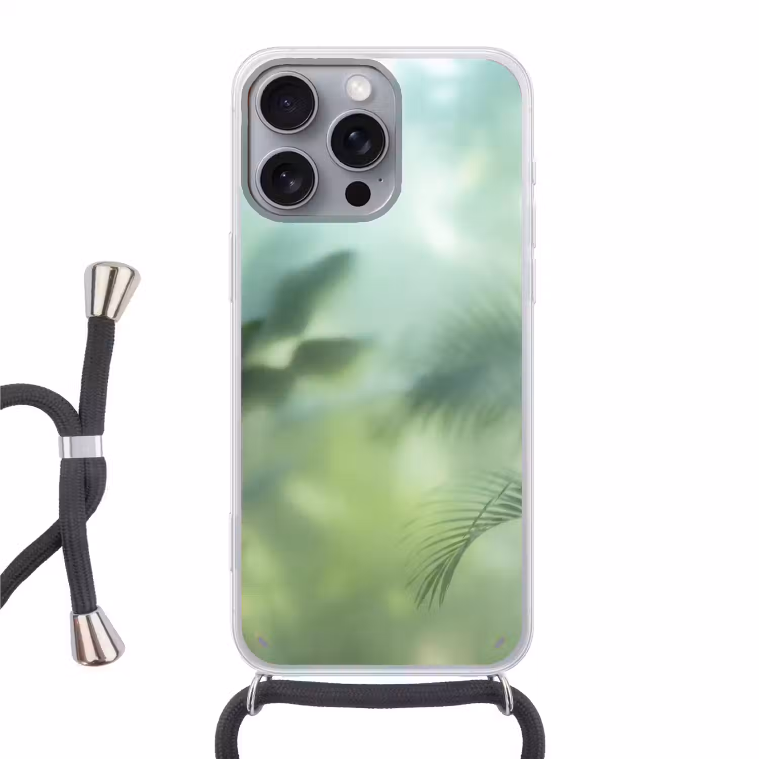 Natuur - Vervaagd - Groen - Abstract - Modern Hoesje iPhone 16 Pro Max met koord klein -3d