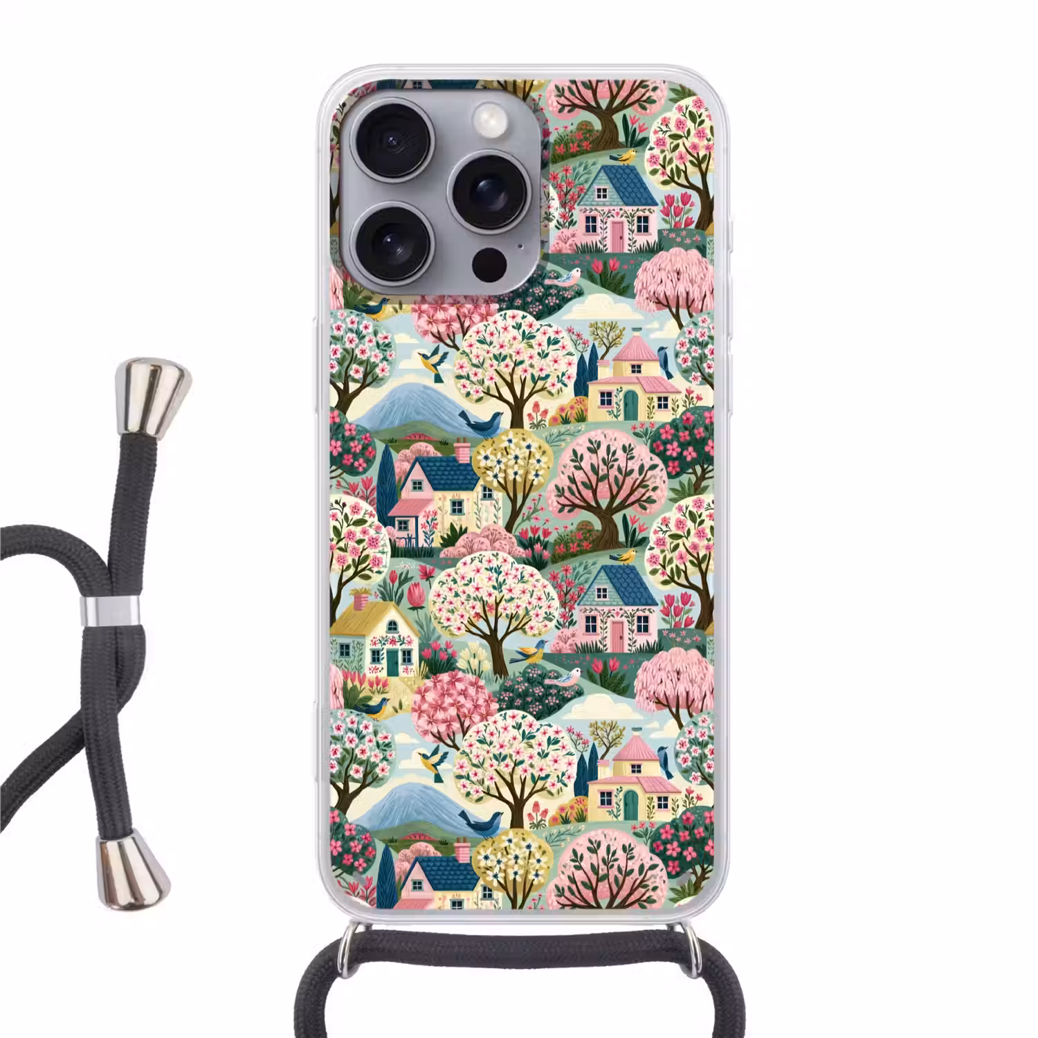 Nostalgisch - Idyllisch - Kleurrijk Hoesje iPhone 16 Pro Max met koord klein 804 -3d
