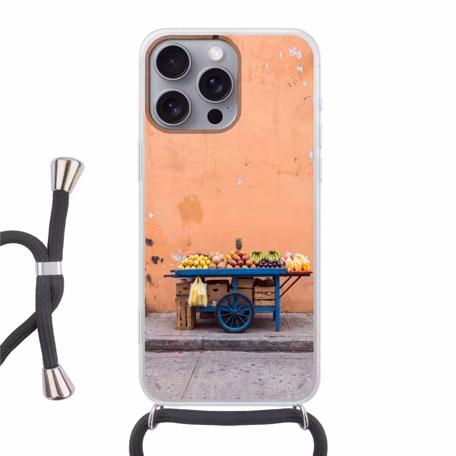 Handyhülle mit Band - Obst – Kar – Straße - Fruit - Kar - Straat Hoesje iPhone 16 Pro Max met koord klein