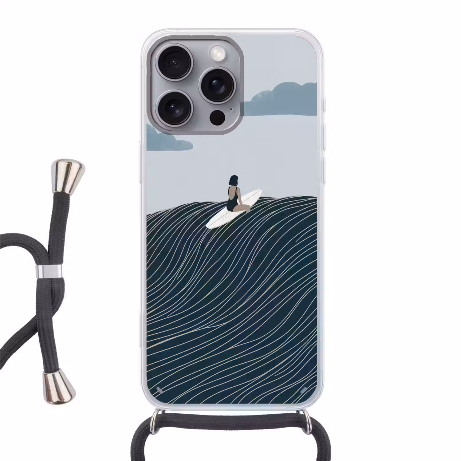 Persoon - Surfen - Oceaan - Natuur - Modern Hoesje iPhone 16 Pro Max met koord klein -3d