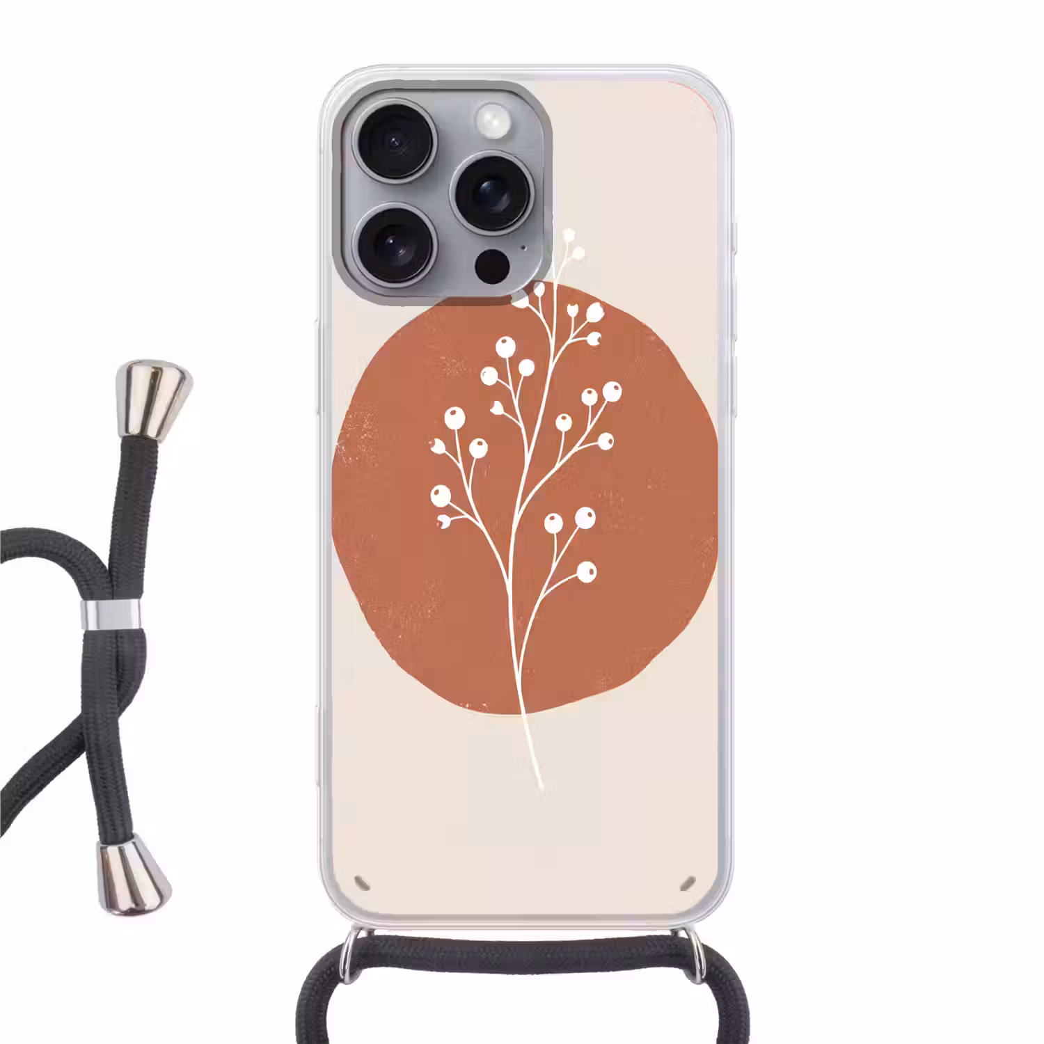 Plant - Tak - Abstract - Modern - Wit Hoesje iPhone 16 Pro Max met koord klein -3d