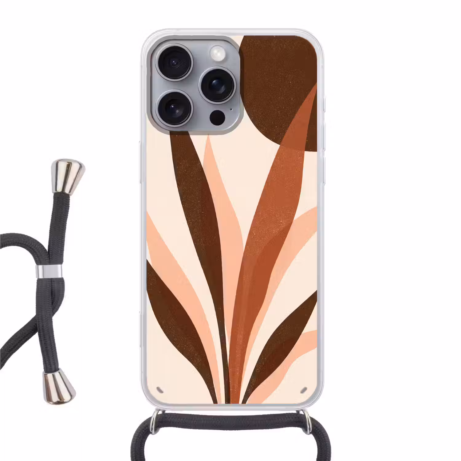 Planten - Abstract - Natuur - Bruin Hoesje iPhone 16 Pro Max met koord klein -3d