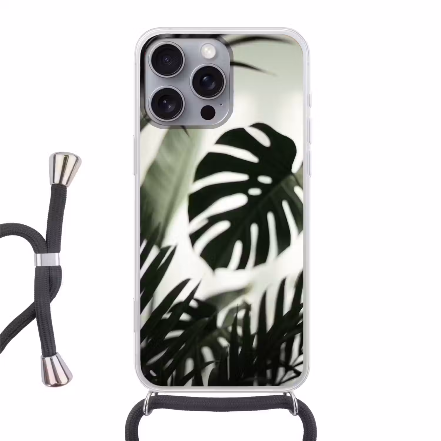 Planten - Bladeren - Natuur - Minimalistisch - Groen Hoesje iPhone 16 Pro Max met koord klein -3d