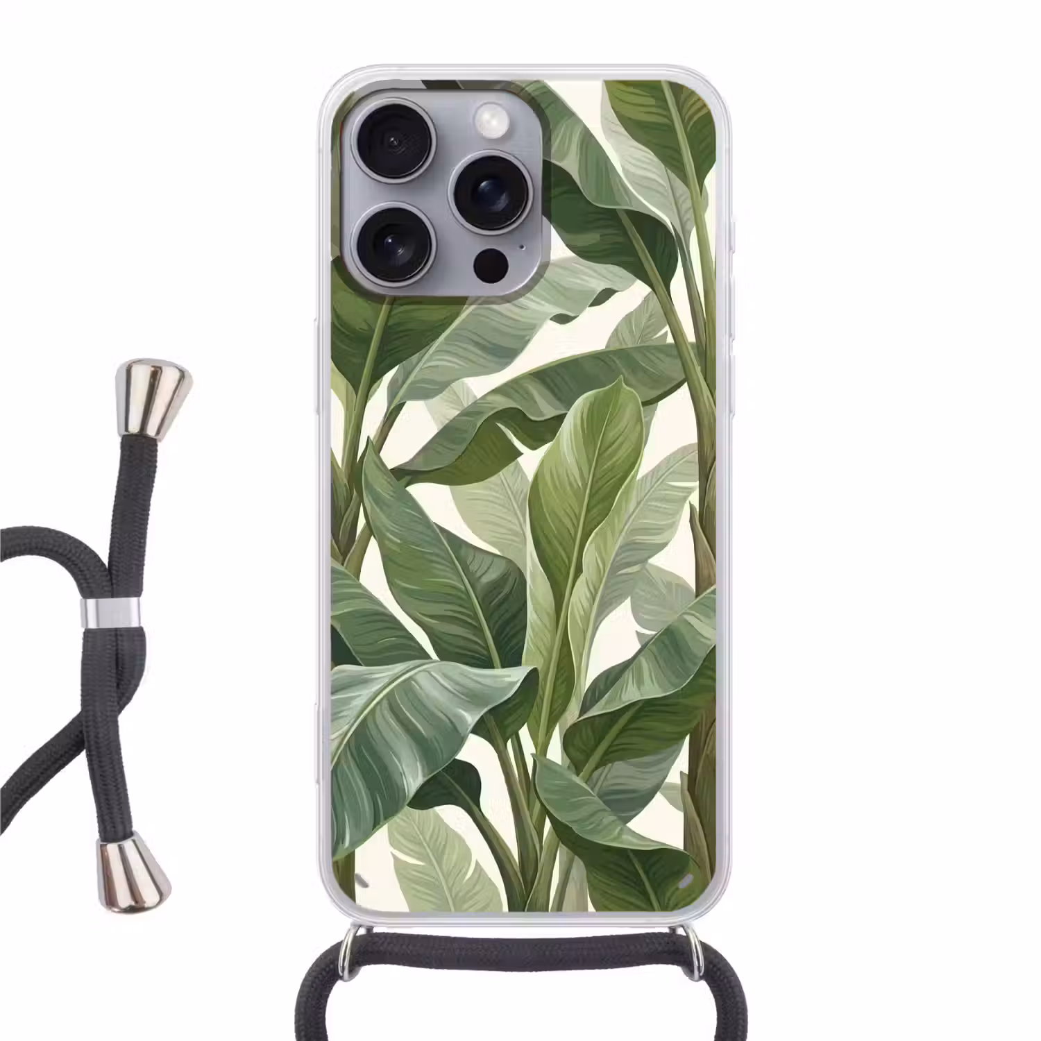 Planten - Bladeren - Tropisch - Groen Hoesje iPhone 16 Pro Max met koord klein -3d