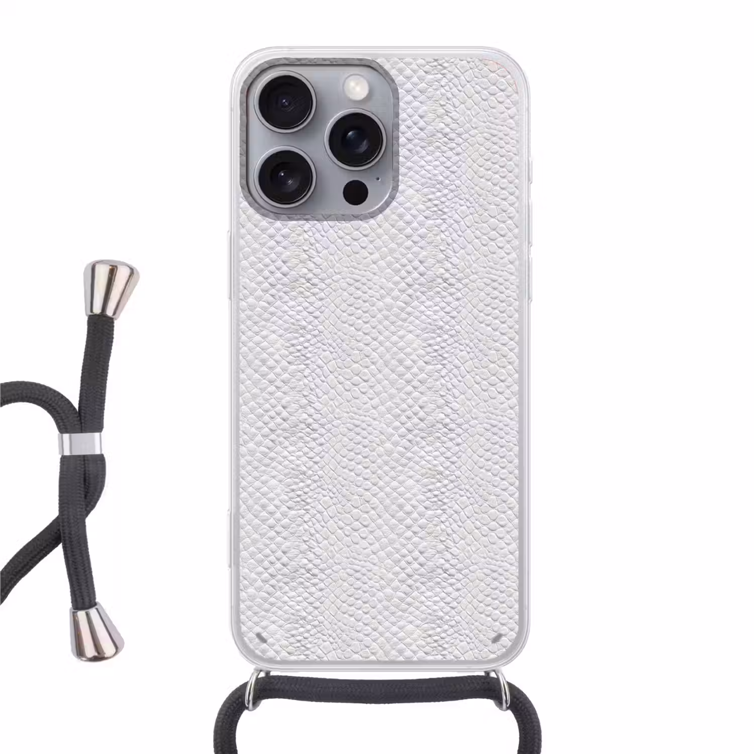 Slang - Patroon - Wit Hoesje iPhone 16 Pro Max met koord klein 804 -3d