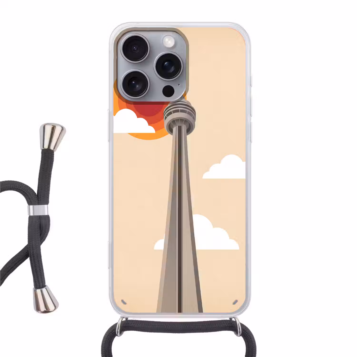 Stad - Gebouw - Architectuur - Retro - Oranje Hoesje iPhone 16 Pro Max met koord klein -3d