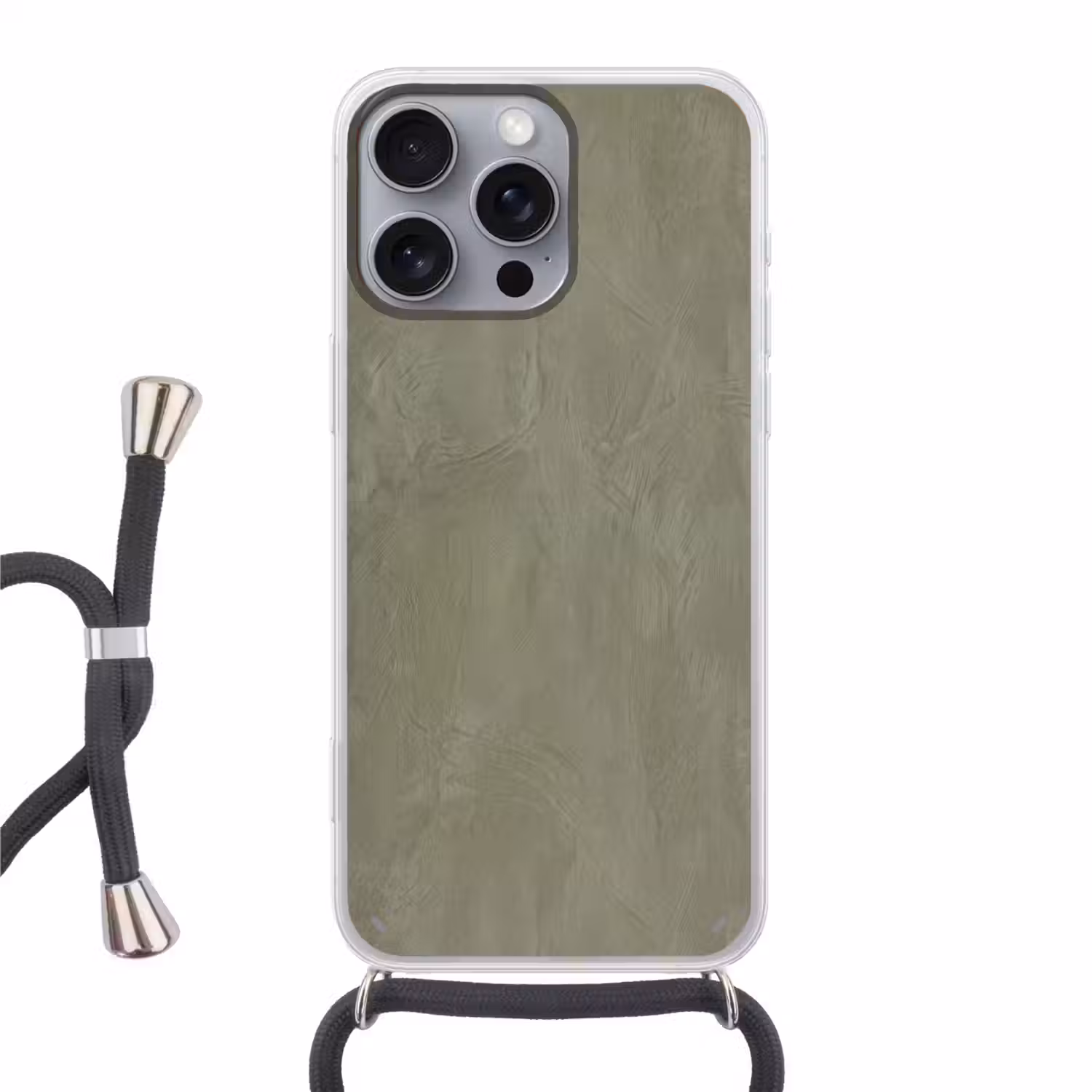 Textuur - Betonlook - Achtergrond - Modern - Groen Hoesje iPhone 16 Pro Max met koord klein -3d