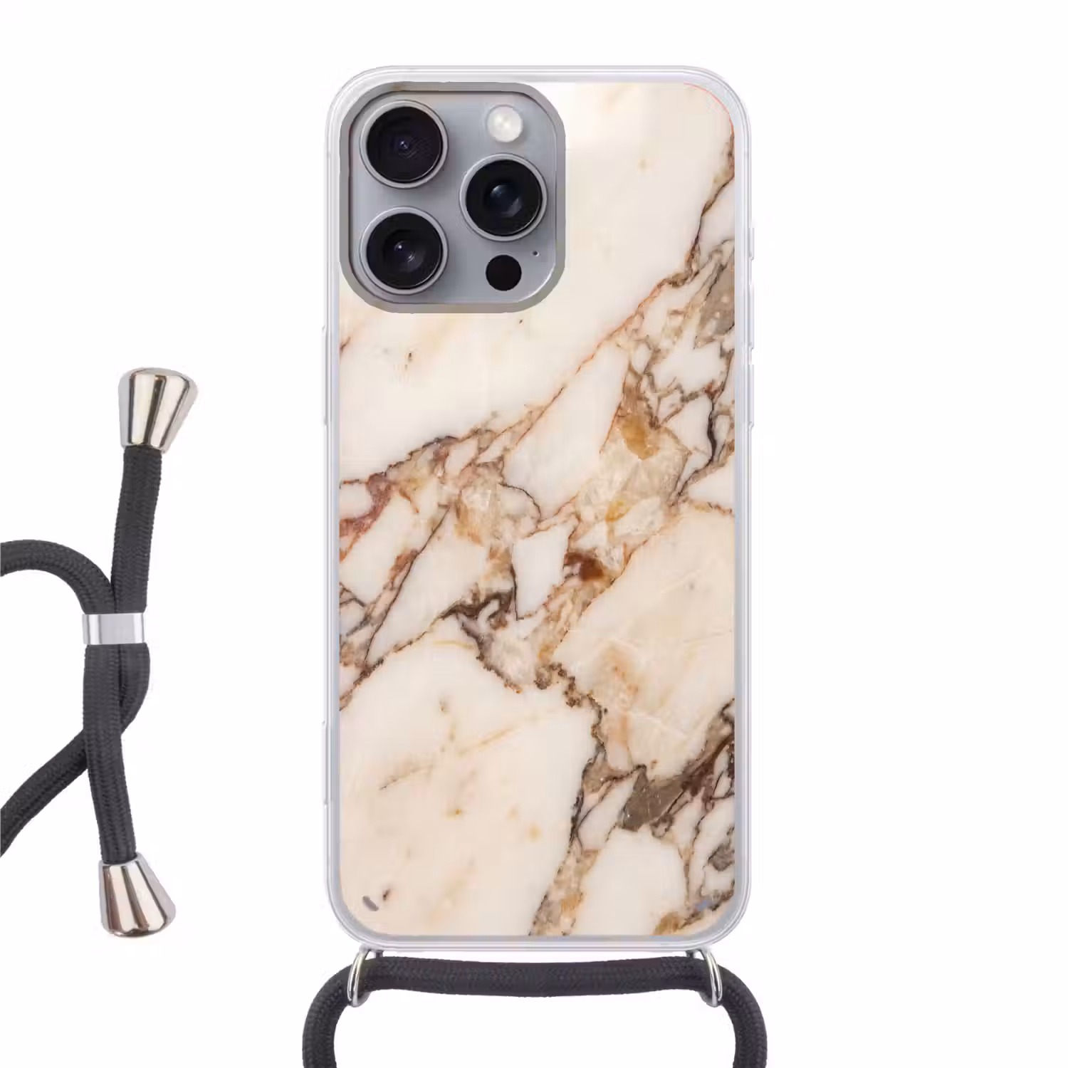 Textuur - Gesteente - Aderen - Abstract - Wit Hoesje iPhone 16 Pro Max met koord klein -3d