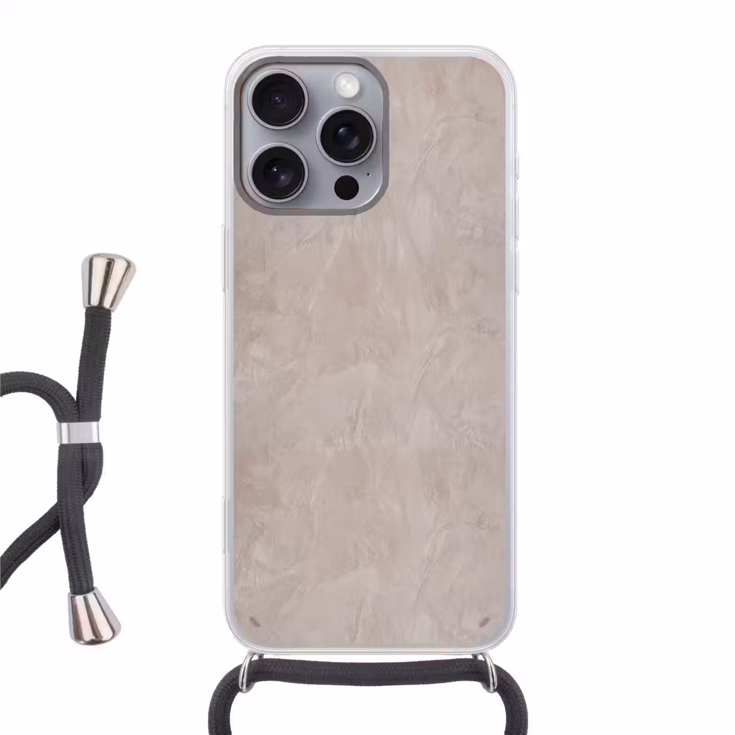 Textuur - Wand - Modern - Beige - Abstract Hoesje iPhone 16 Pro Max met koord klein -3d