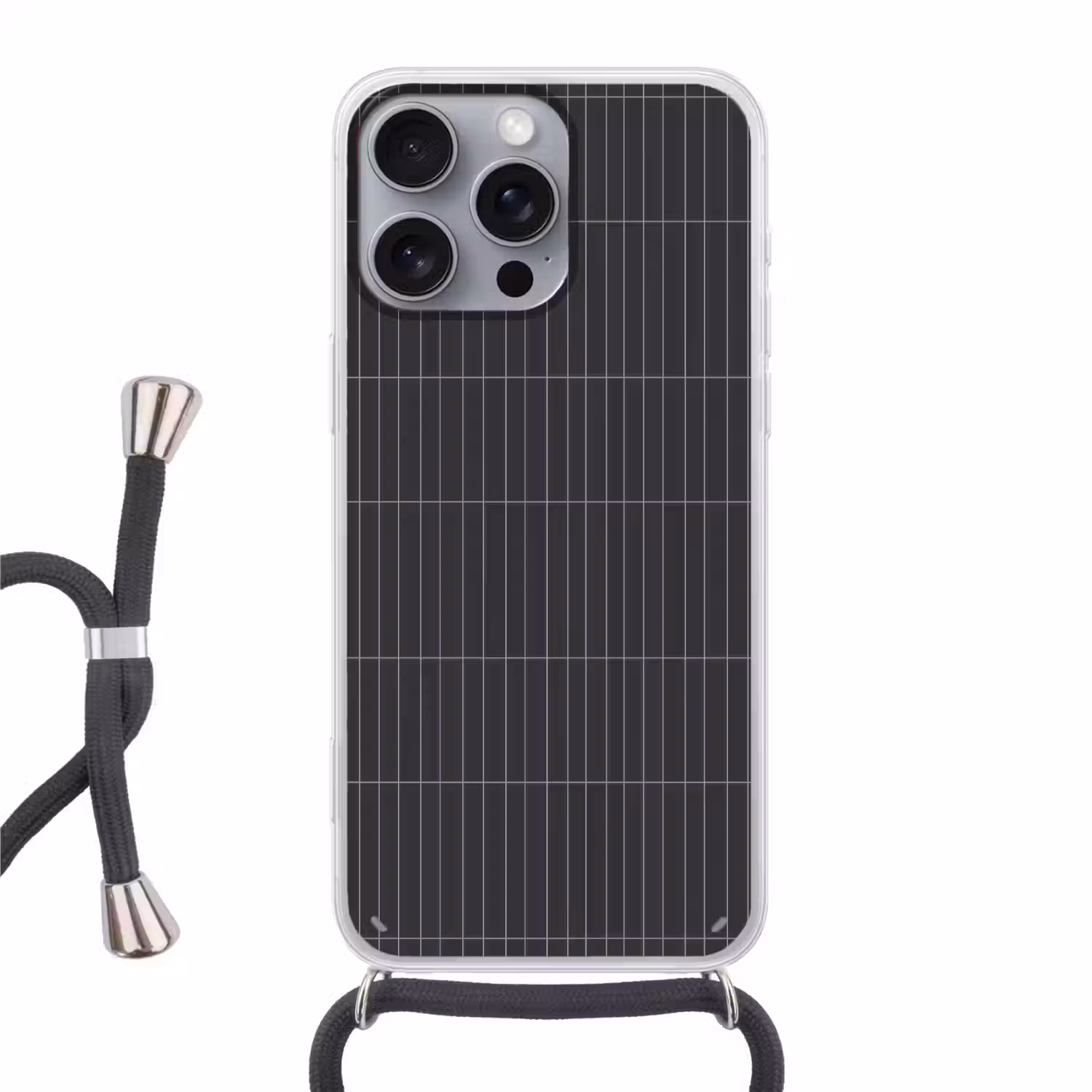 Verticaal - Wandtegel - Donkergrijs Hoesje iPhone 16 Pro Max met koord klein 804 -3d