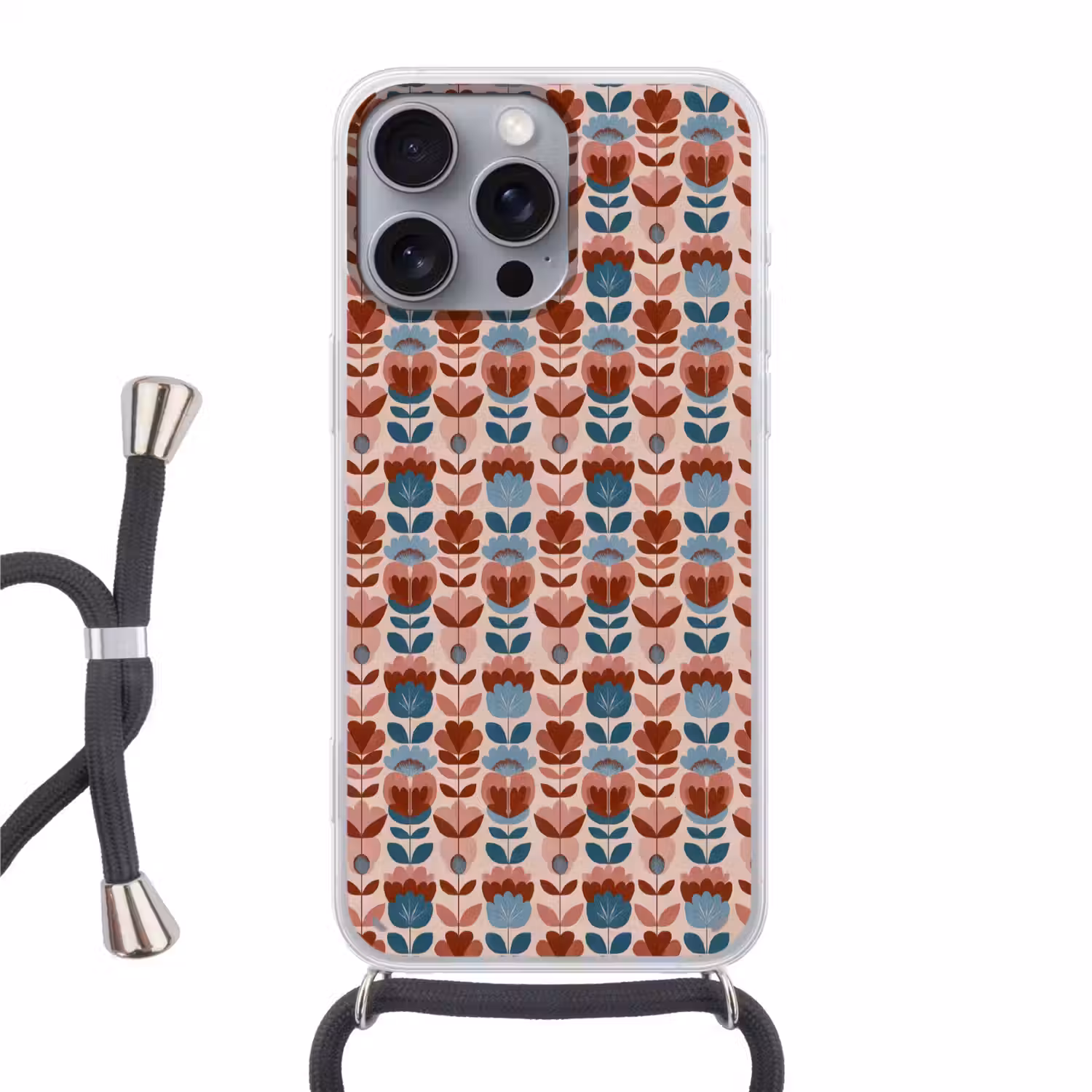 Vintage - Motief - Kleurrijk Hoesje iPhone 16 Pro Max met koord klein 804 -3d