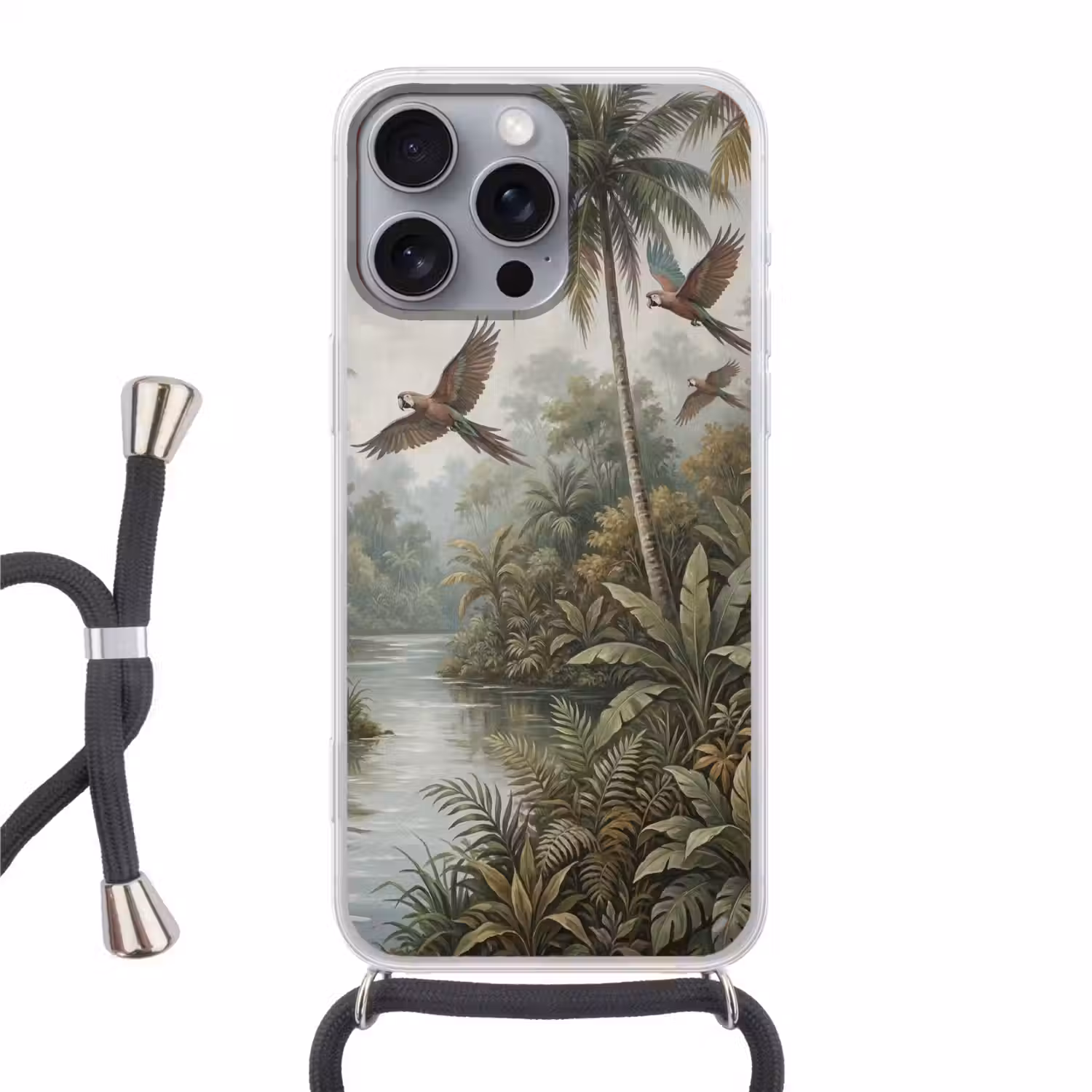 Vogel - Vliegend - Tropisch - Landschap - Klassiek Hoesje iPhone 16 Pro Max met koord klein -3d