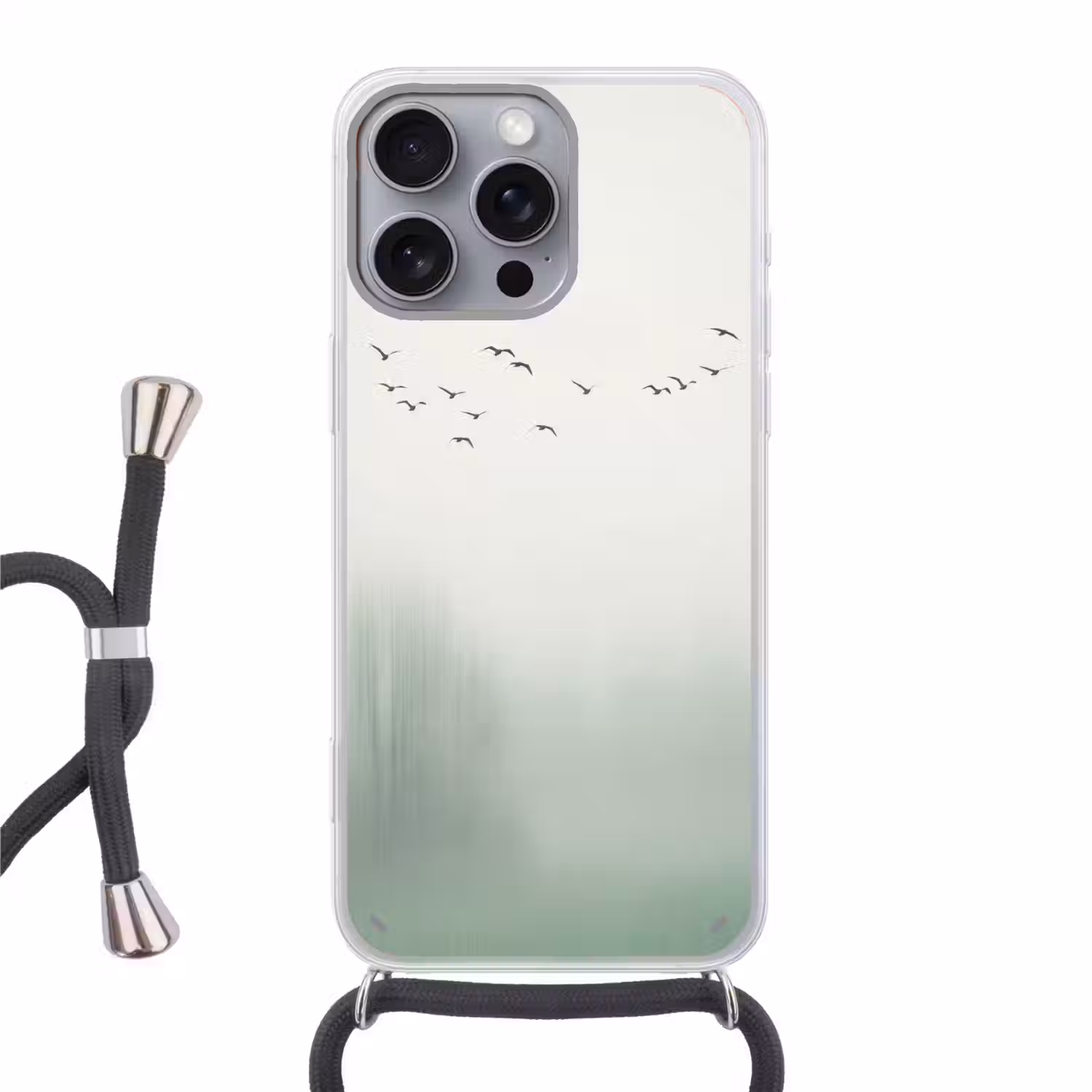 Vogel - Vlucht - Natuur - Minimalistisch Hoesje iPhone 16 Pro Max met koord klein -3d
