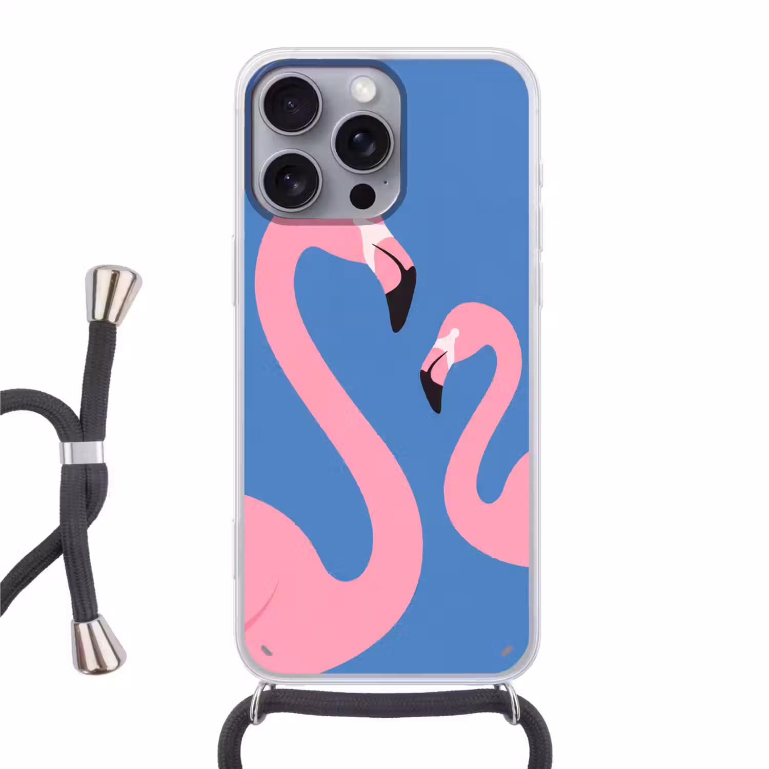 Vogel - Paar - Dieren - Modern - Roze Hoesje iPhone 16 Pro Max met koord klein -3d