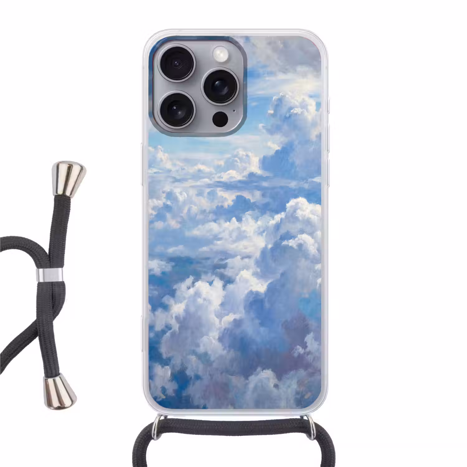 Wolken - Lucht - Natuur - Abstract - Blauw Hoesje iPhone 16 Pro Max met koord klein -3d