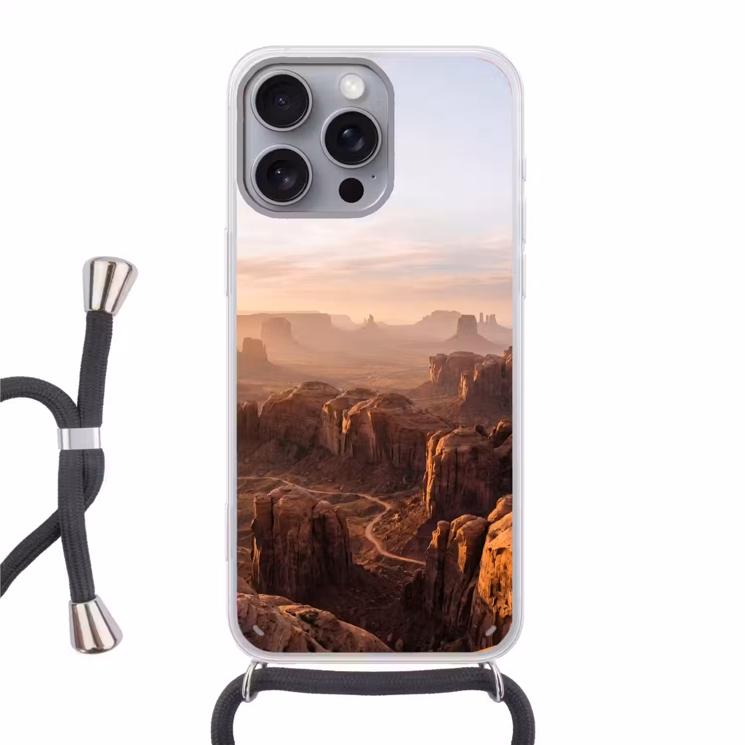 Woestijn - Landschap - Natuur Hoesje iPhone 16 Pro Max met koord klein -3d