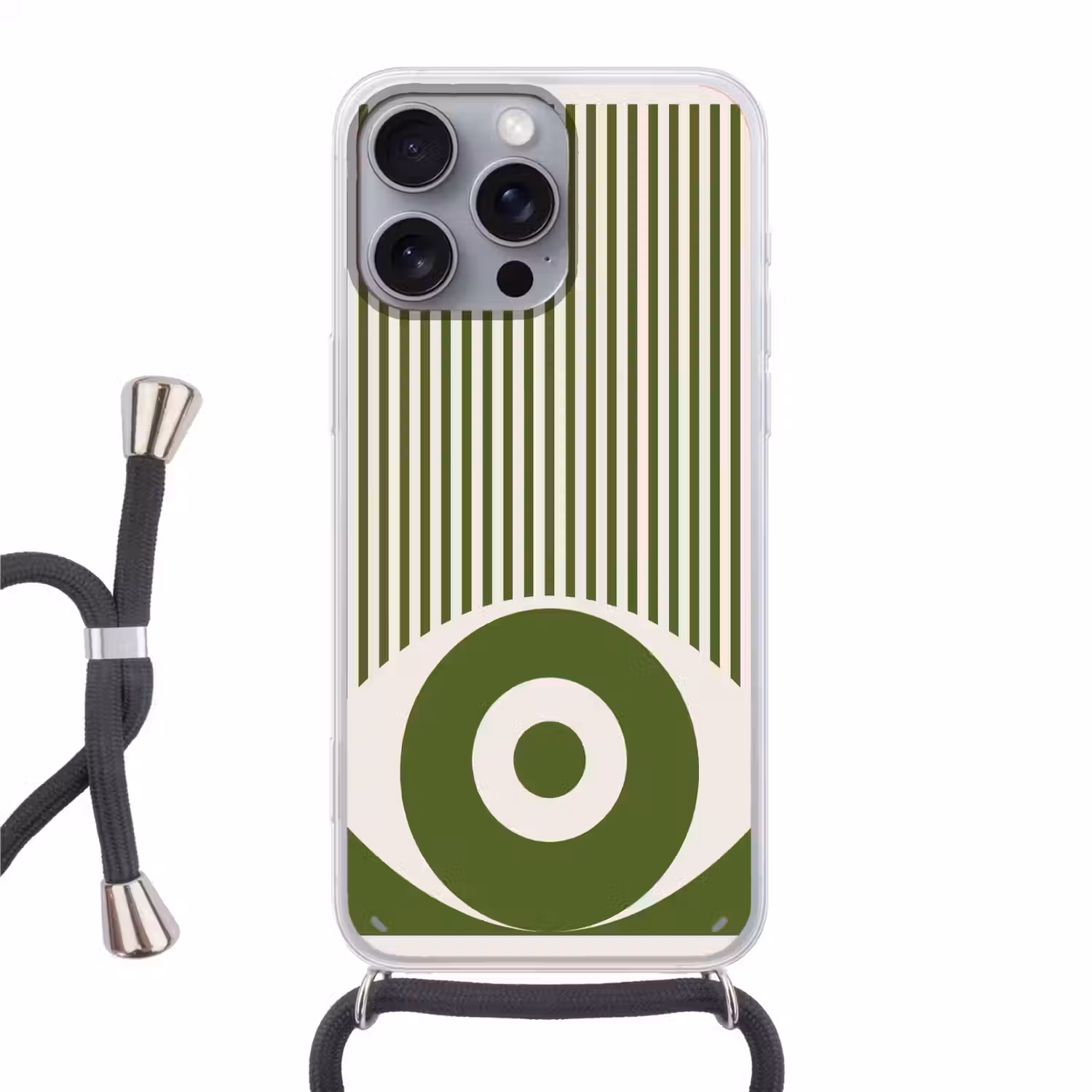 Abstract - Oog - Strepen - Modern - Groen Hoesje iPhone 16 Pro Max met koord klein -3d