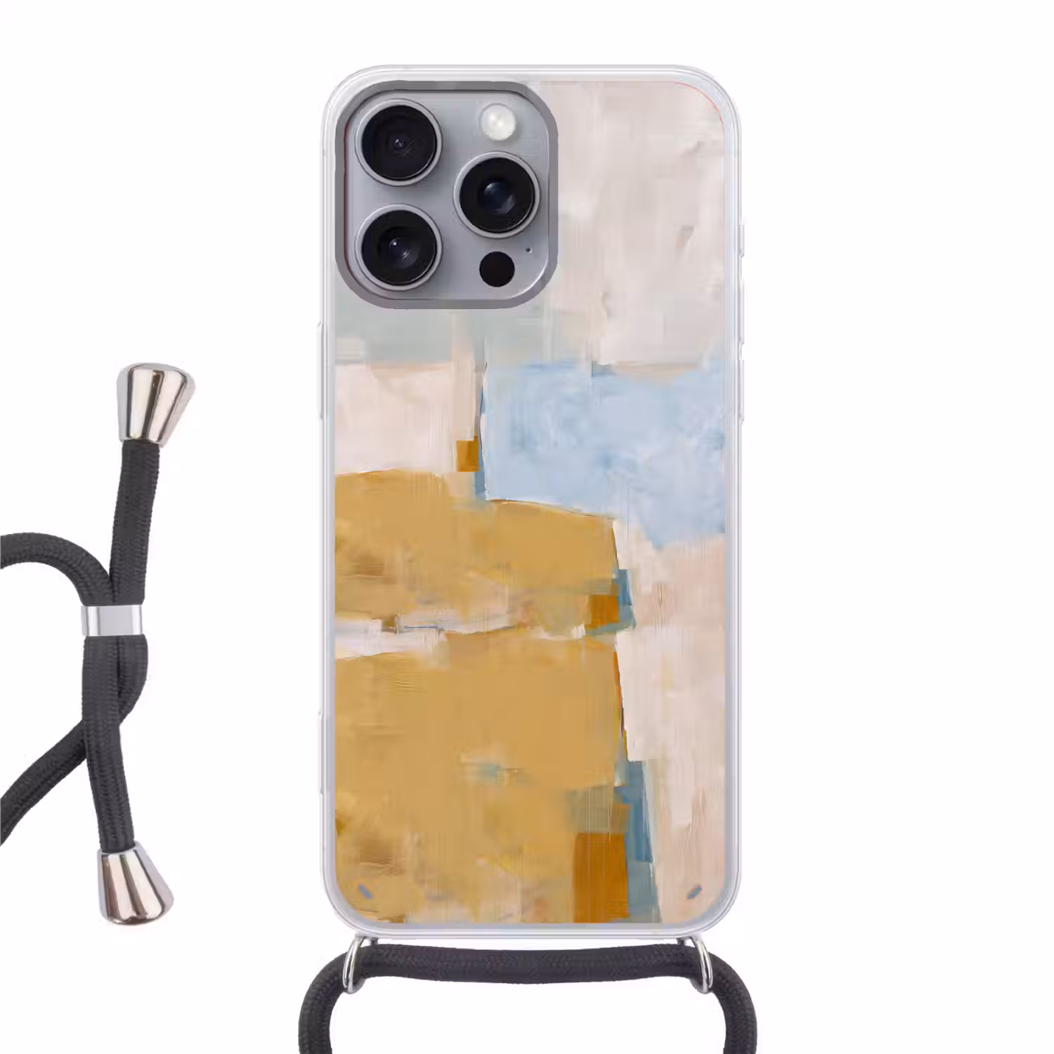 Abstract - Kleuren - Kunst - Modern - Blauw Hoesje iPhone 16 Pro Max met koord klein -3d
