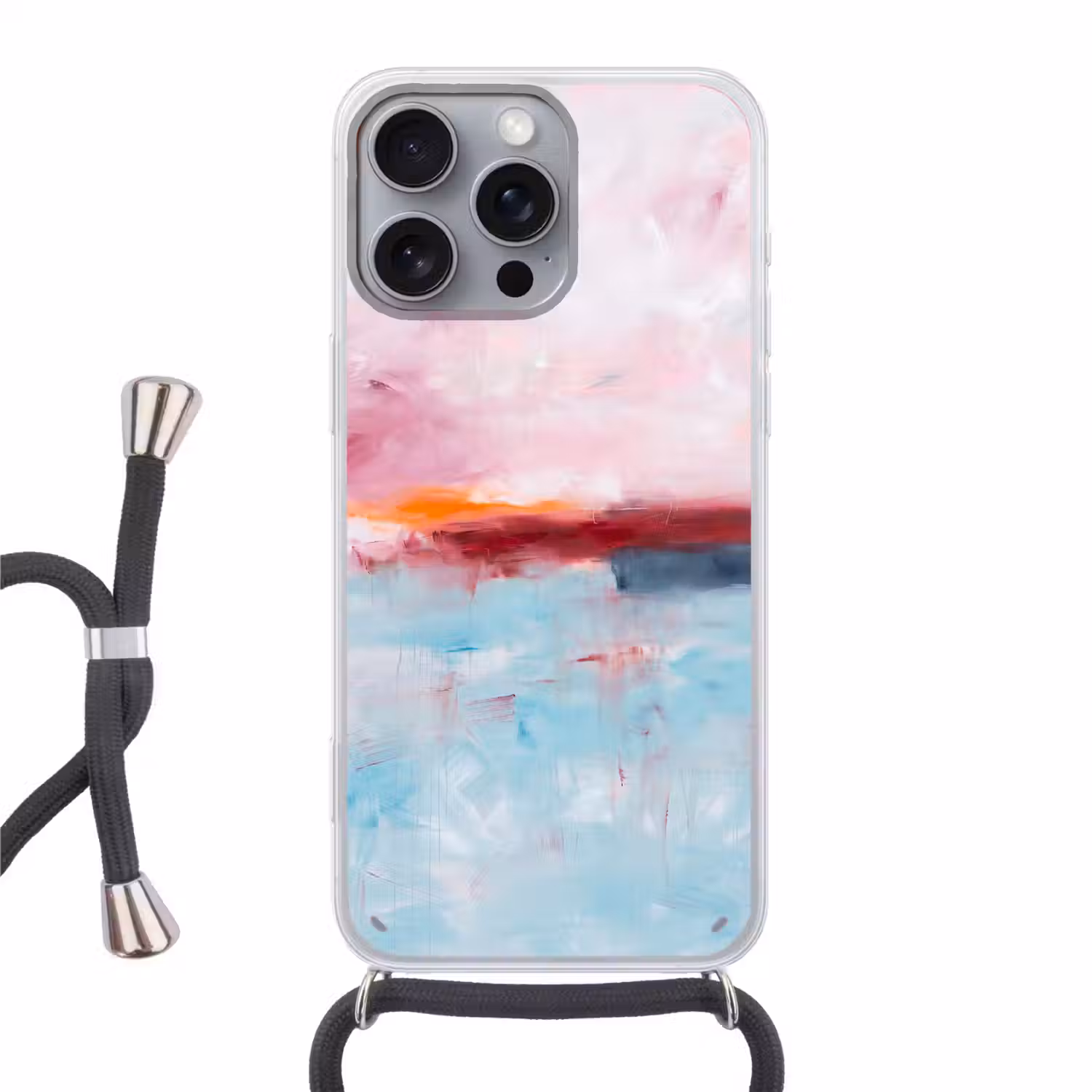 Abstract - Kleuren - Modern - Kunst - Roze Hoesje iPhone 16 Pro Max met koord klein -3d